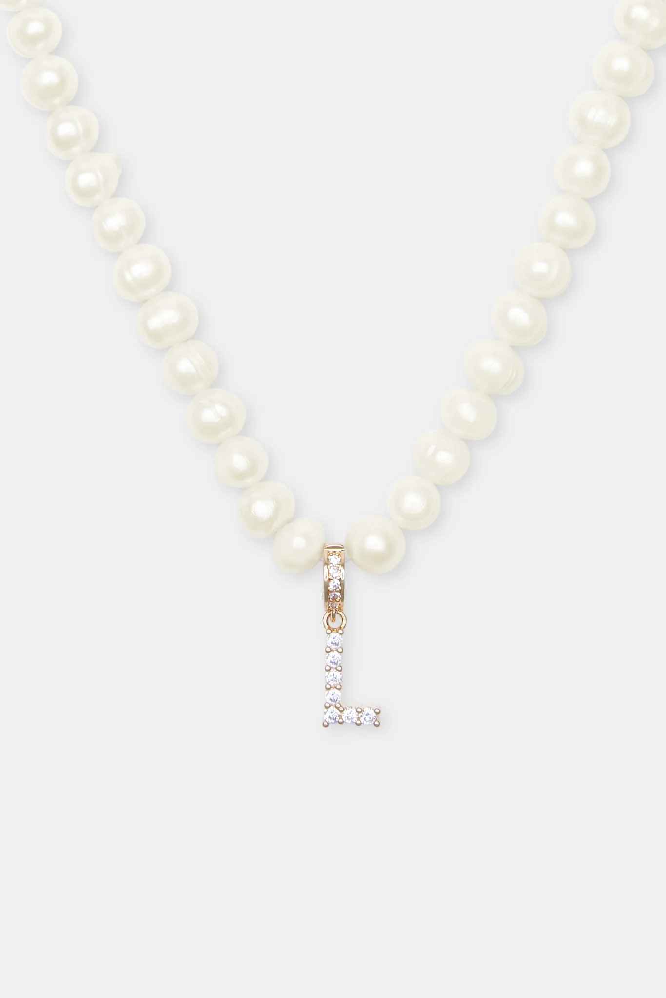 Iced Initial Clip On Pendant + 6mm Pearl Chain - Image 30