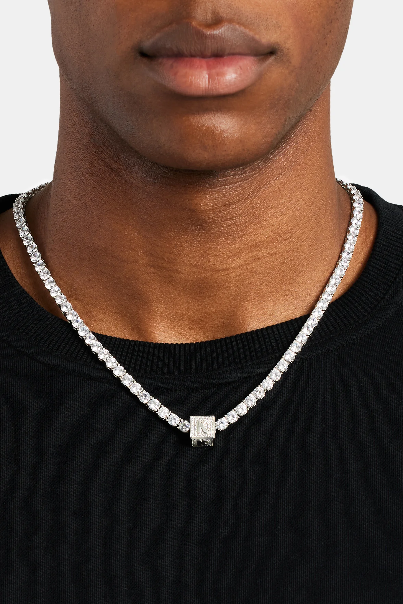 Iced K Letter Block Pendant - Image 4