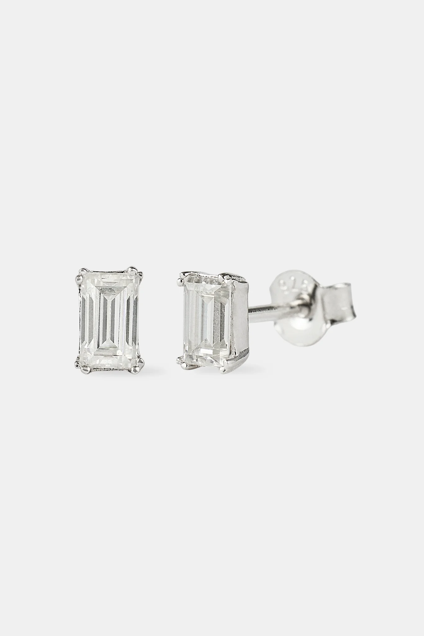 Iced Micro Baguette Stud Earrings - 5mm