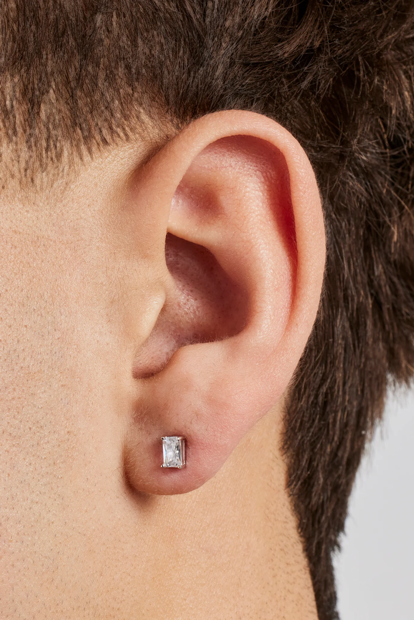 Iced Micro Baguette Stud Earrings - 5mm - Image 2