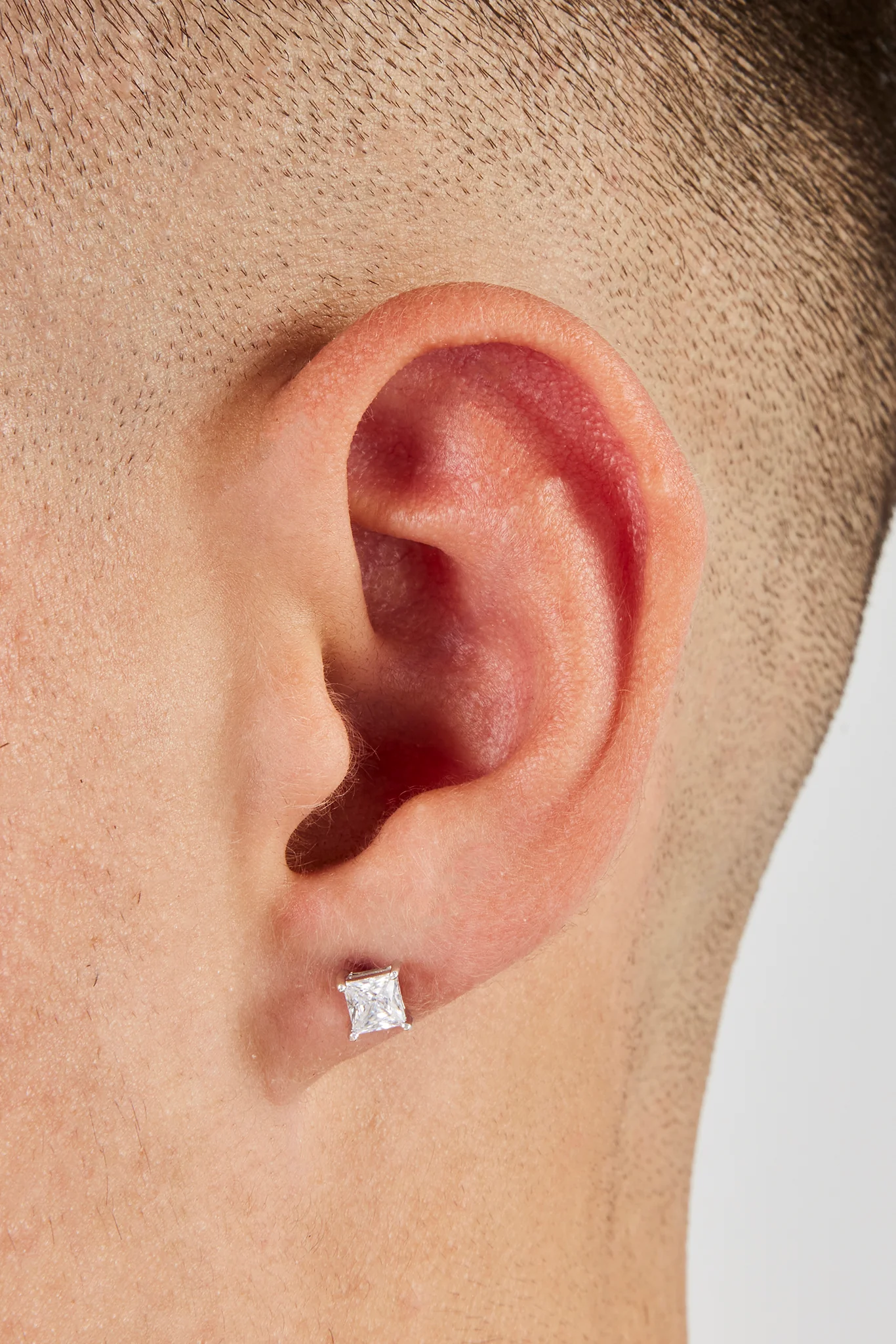 Iced Micro Square Stud Earrings - 4mm - Image 2