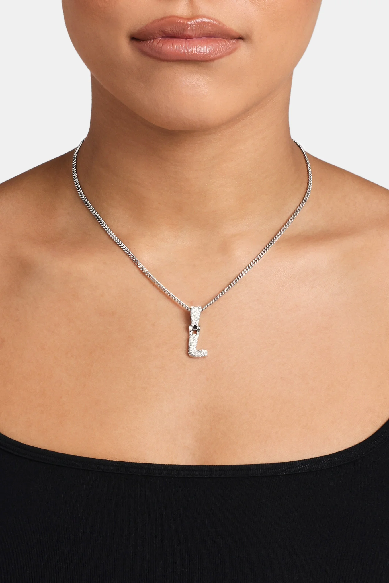 Iced Mini Bubble Pendant & Micro Cuban Chain - White - Image 12