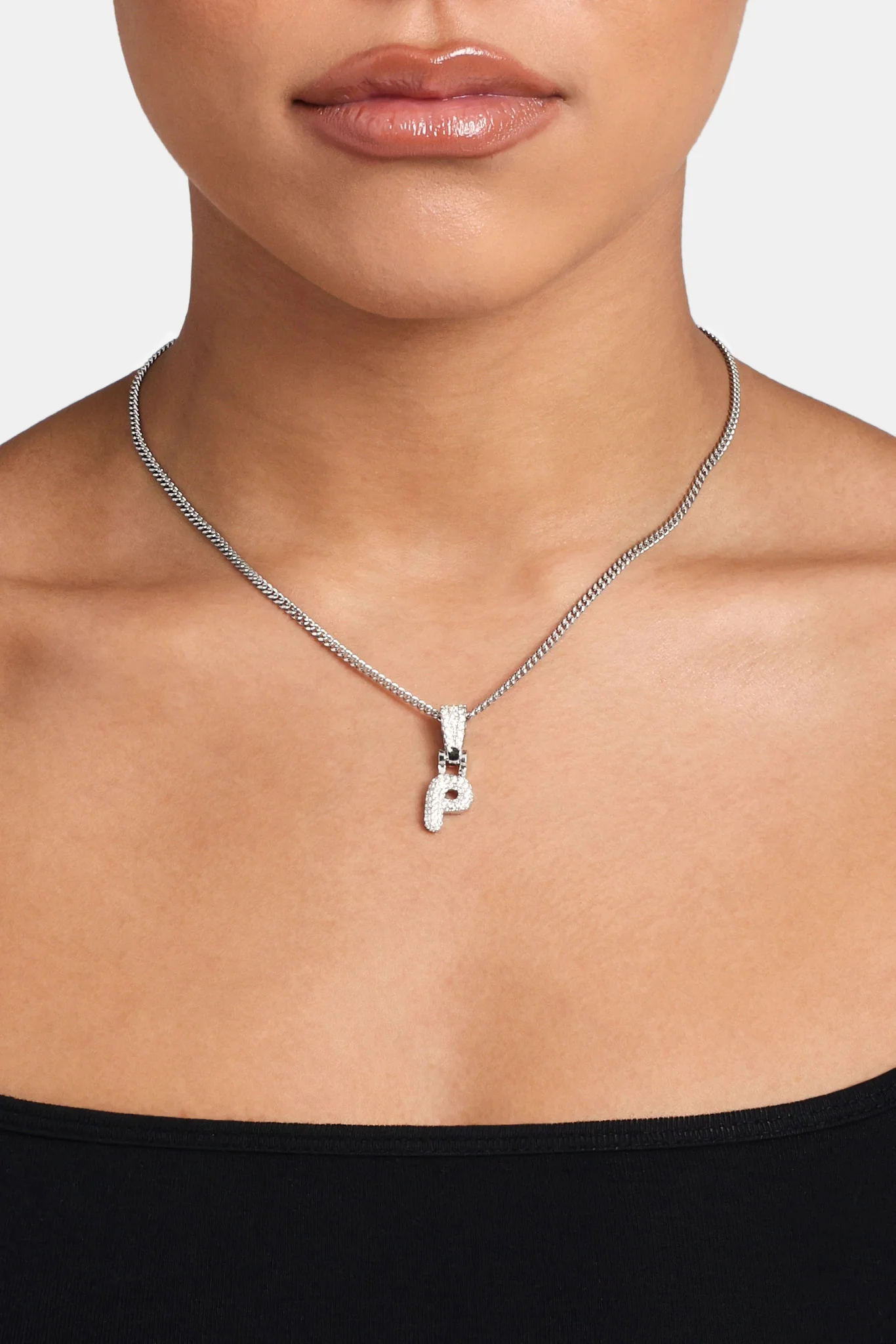 Iced Mini Bubble Pendant & Micro Cuban Chain - White - Image 16
