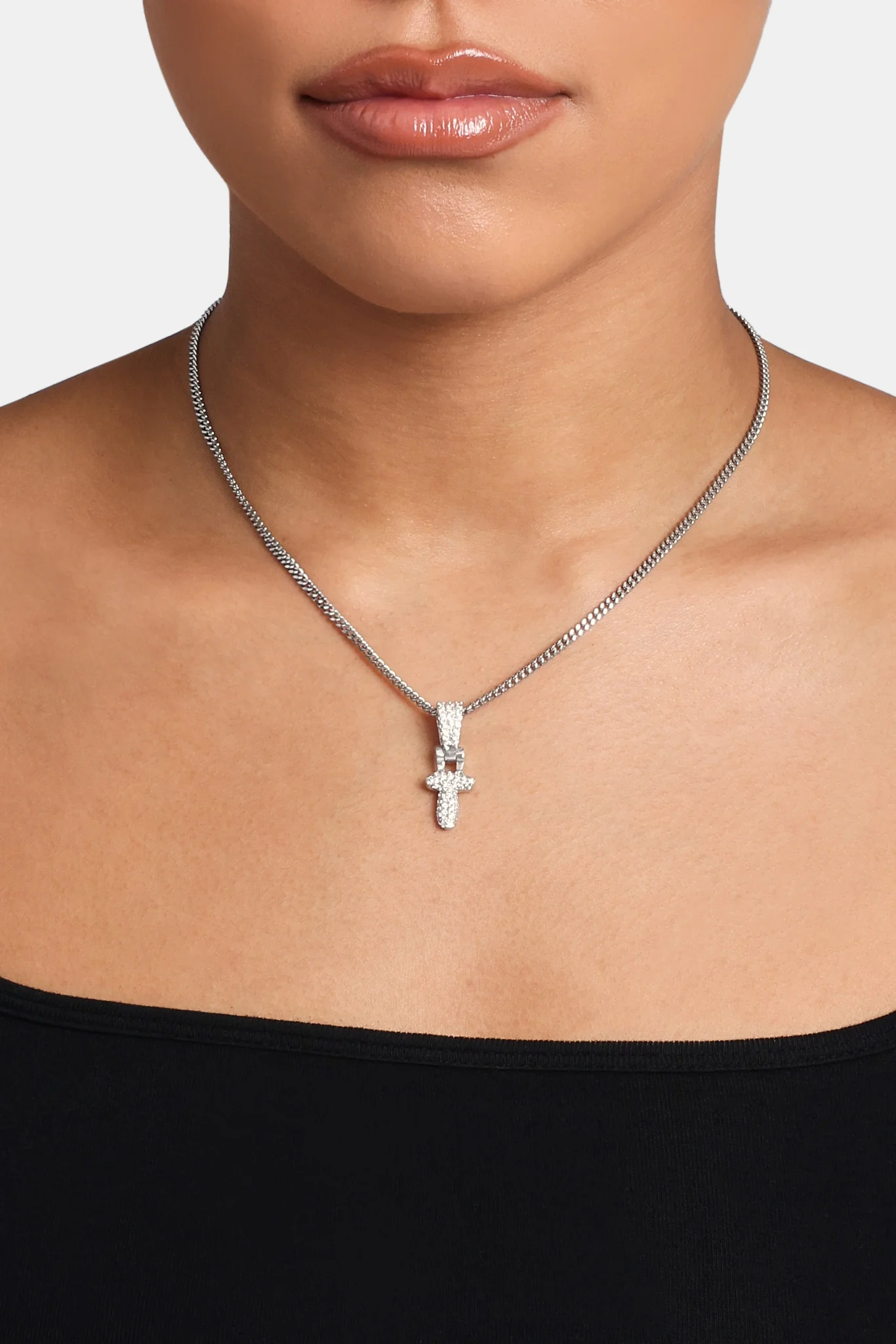 Iced Mini Bubble Pendant & Micro Cuban Chain - White - Image 20
