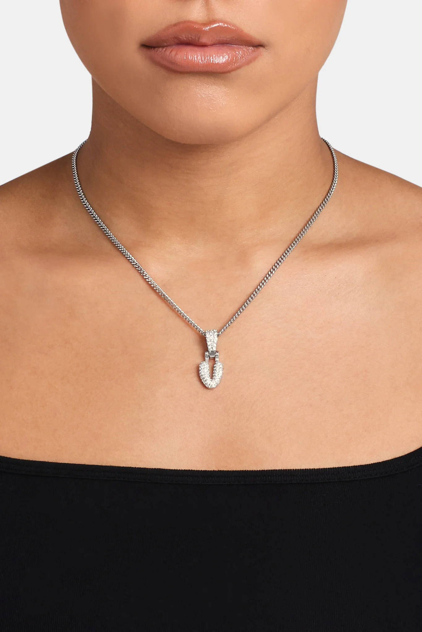 Iced Mini Bubble Pendant & Micro Cuban Chain - White - Image 22