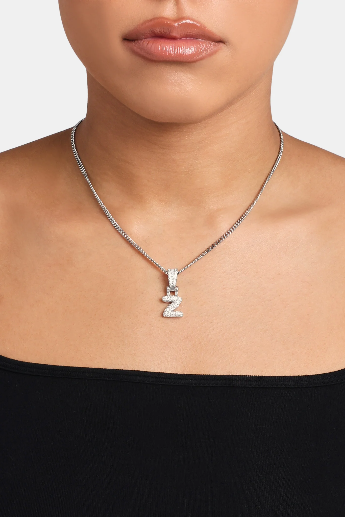 Iced Mini Bubble Pendant & Micro Cuban Chain - White - Image 26
