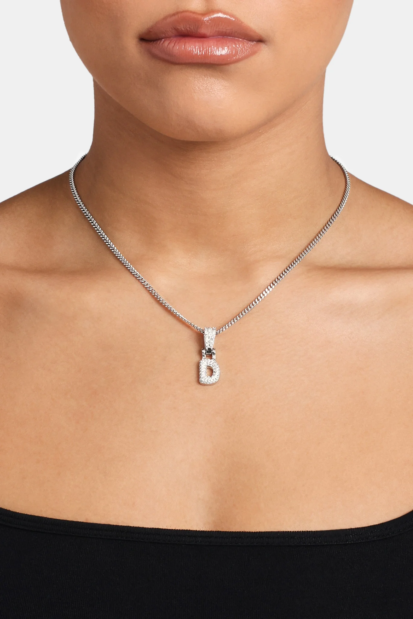 Iced Mini Bubble Pendant & Micro Cuban Chain - White - Image 4