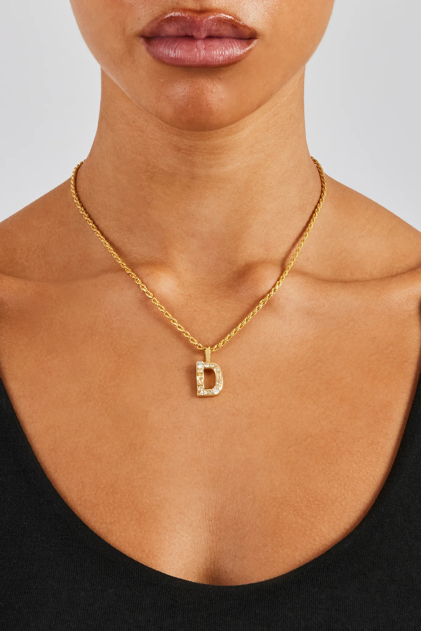 Iced Mixed Stone Letter Pendant - 25mm - Image 4