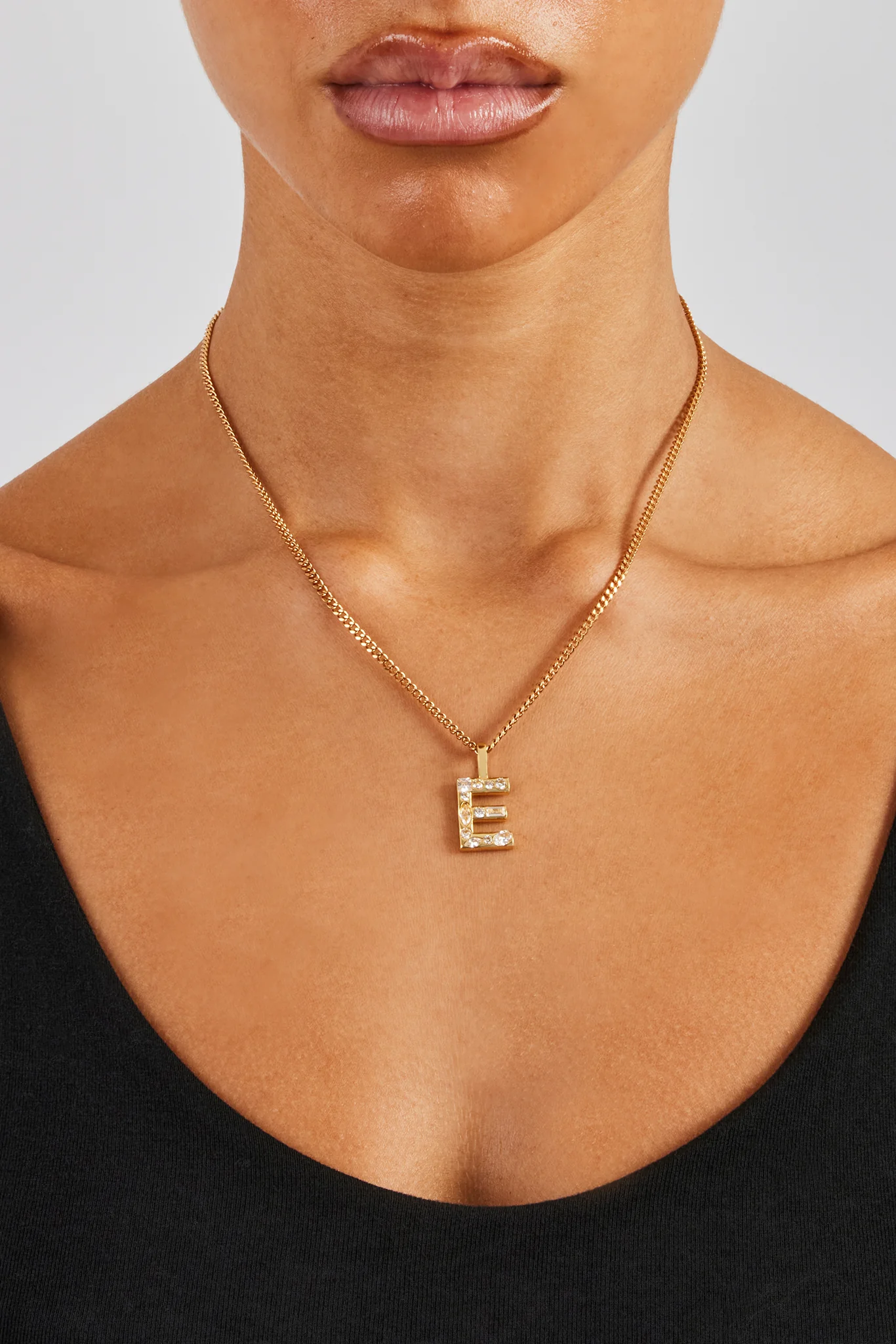 Iced Mixed Stone Letter Pendant - 25mm - Image 5