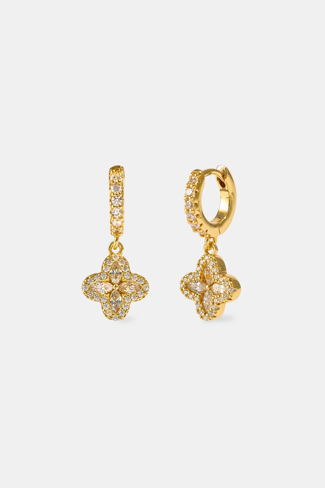 Iced Mother Of Pearl Drop Earrings - 10mm - Gold - Image 2