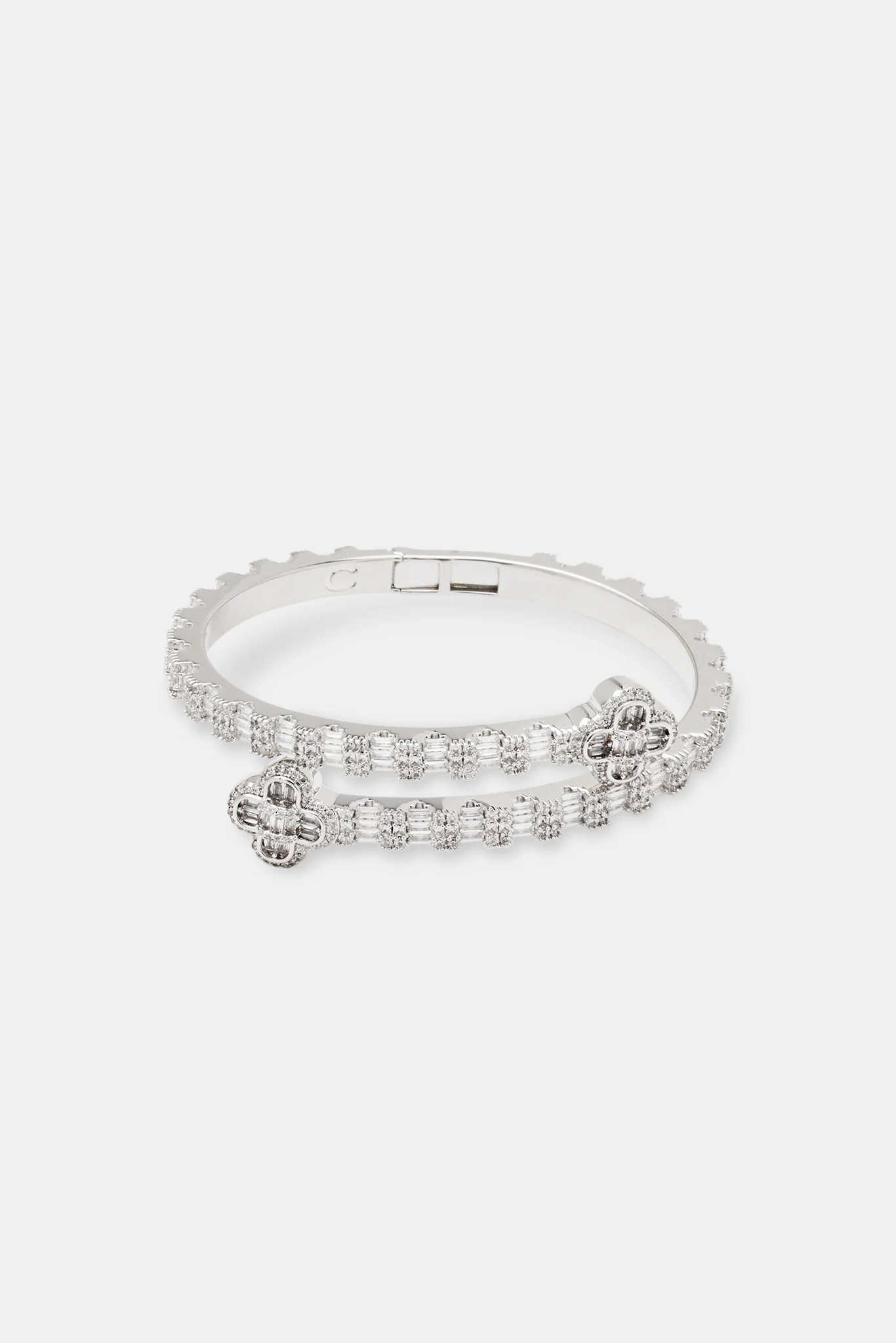 Iced Motif Baguette Bangle - 8mm - Image 2