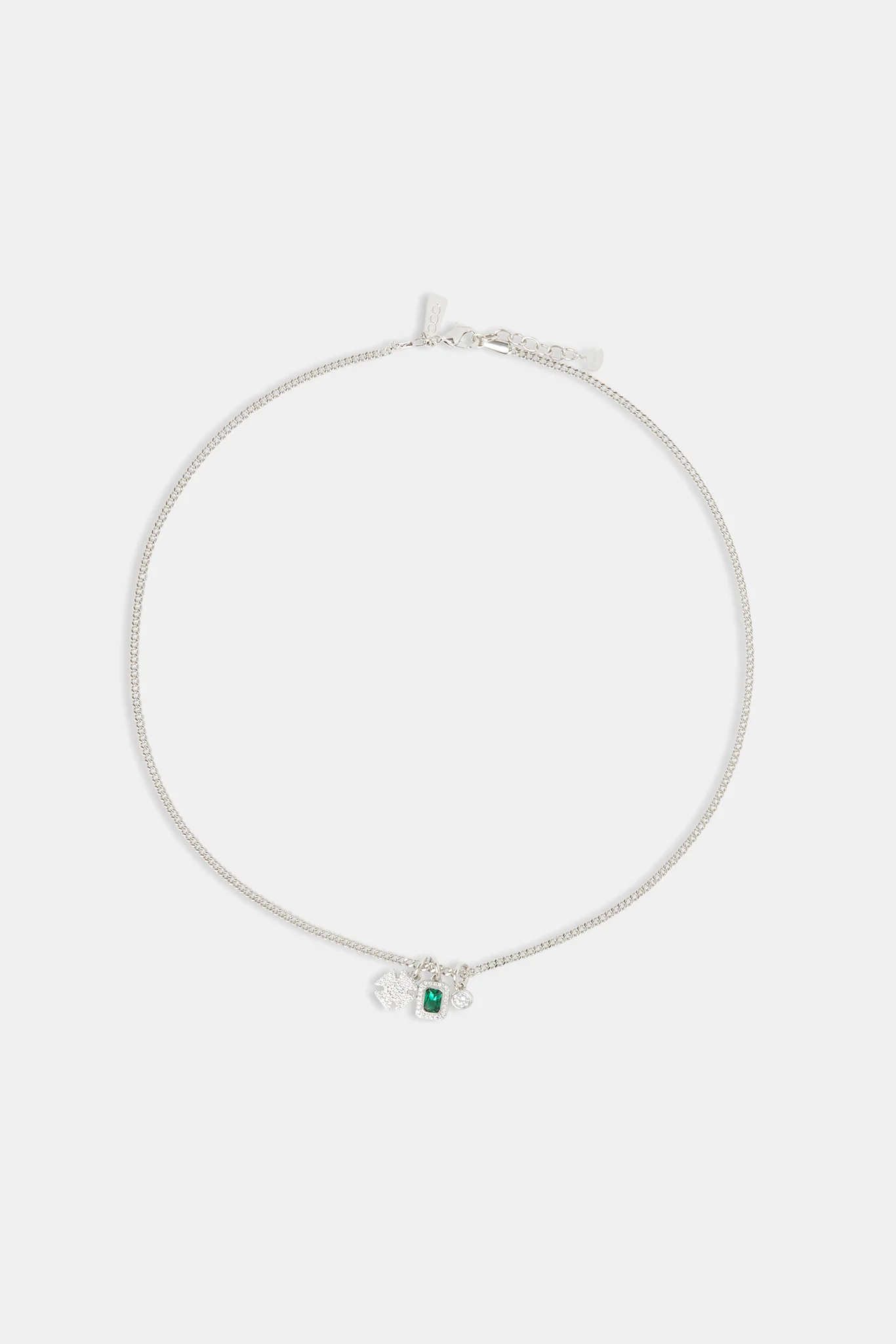 Iced Motif & Gemstone Layered Necklace - 15mm - Image 4