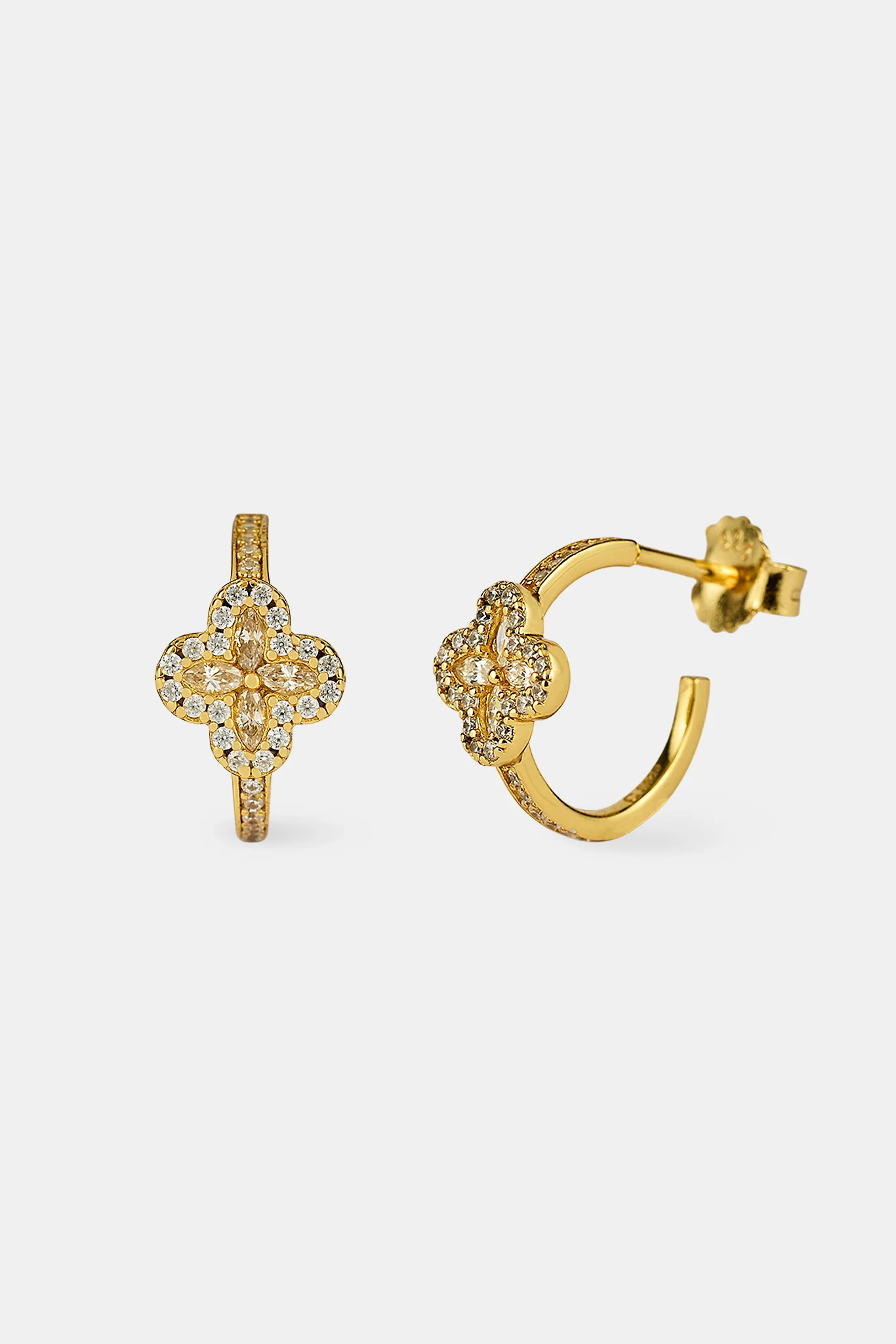 Iced Motif Hoop Earrings - 12mm - Gold