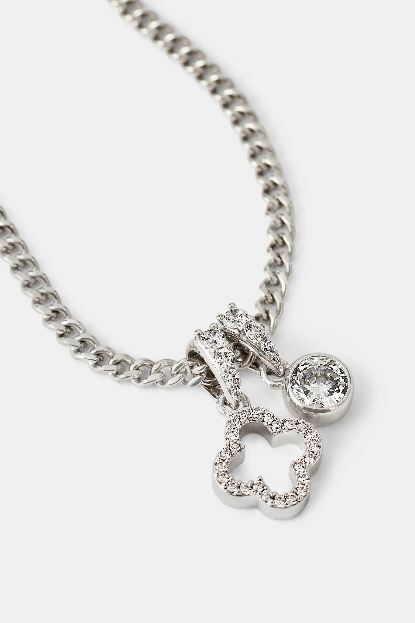 Iced Motif Outline & Gemstone Necklace - 10mm