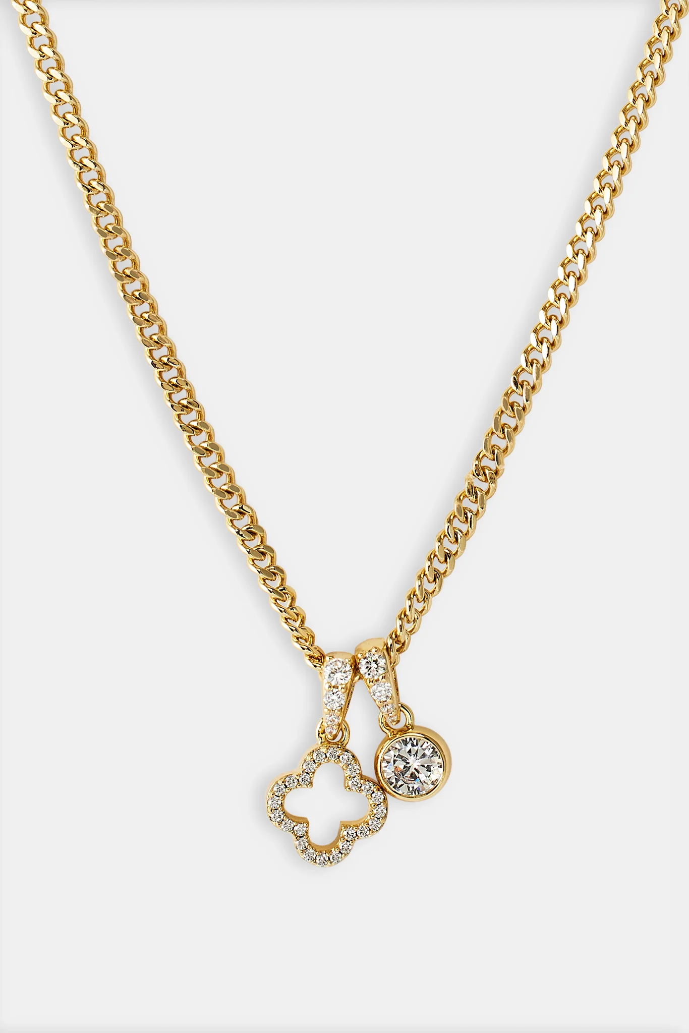 Iced Motif Outline & Gemstone Necklace - 10mm - Gold - Image 3