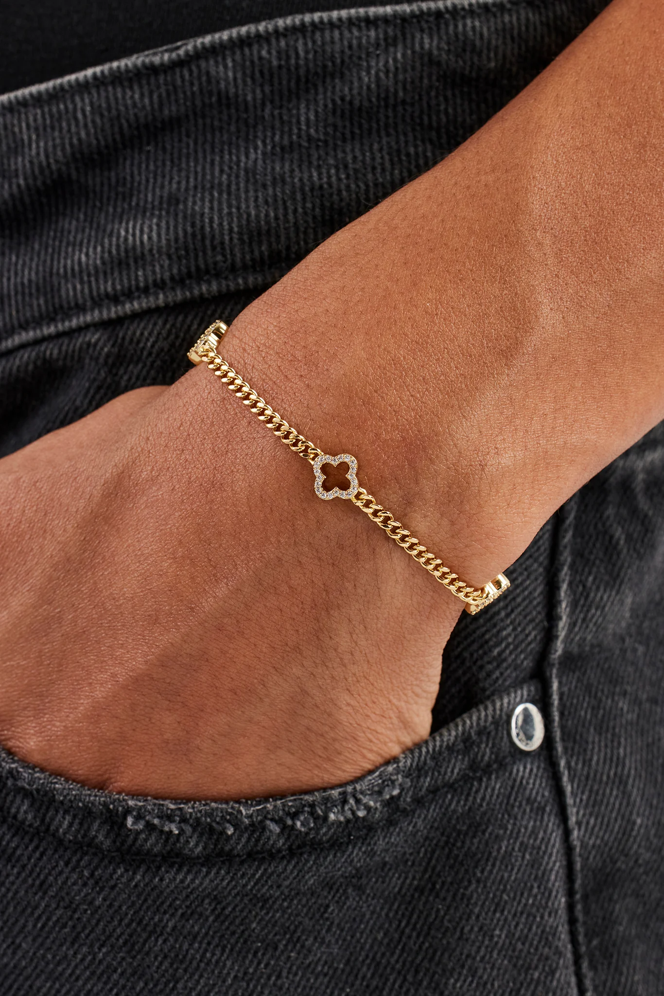 Iced Motif Outline Micro Cuban Bracelet - 2.5mm