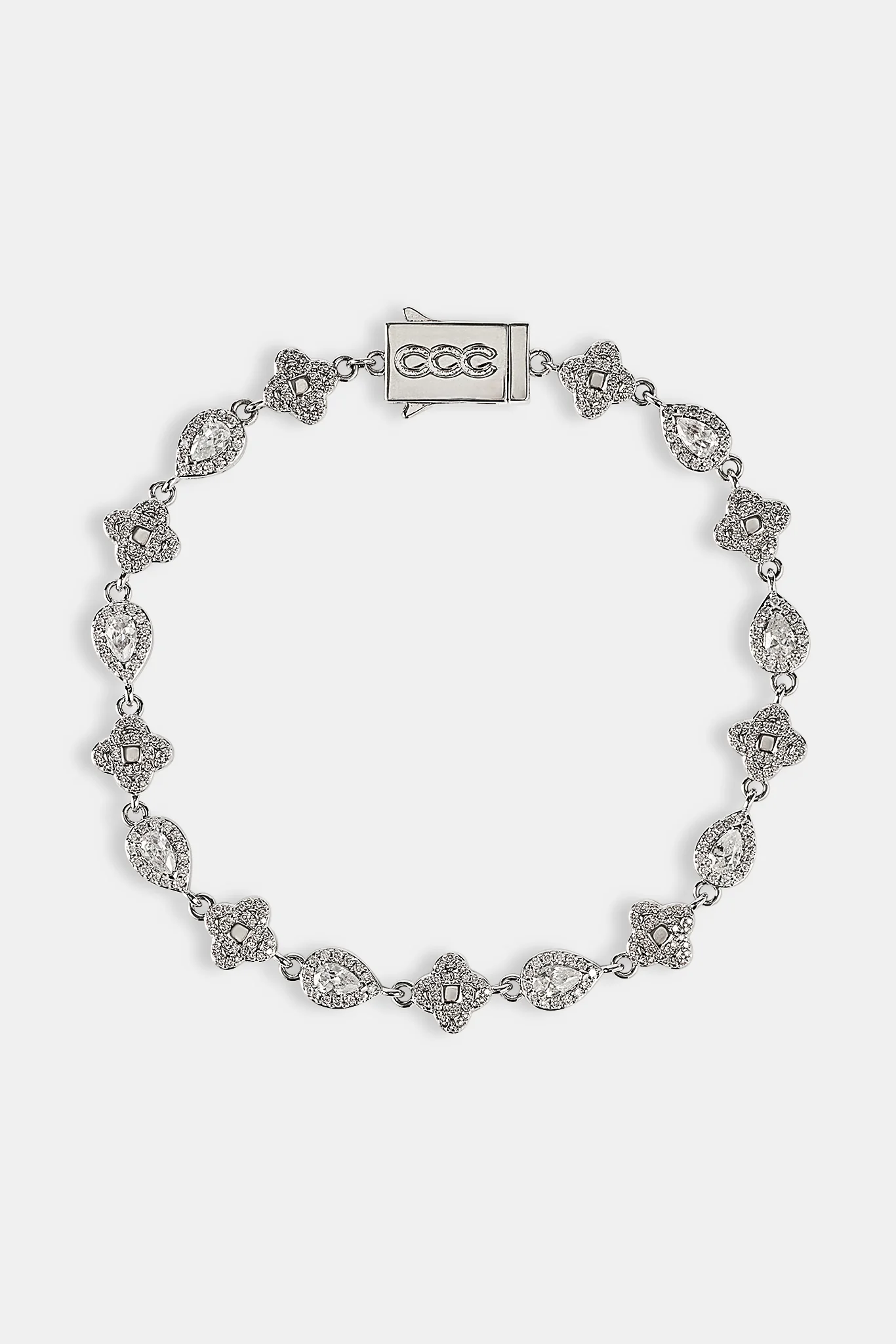 Iced Motif & Pear Gemstone Bracelet - 6mm