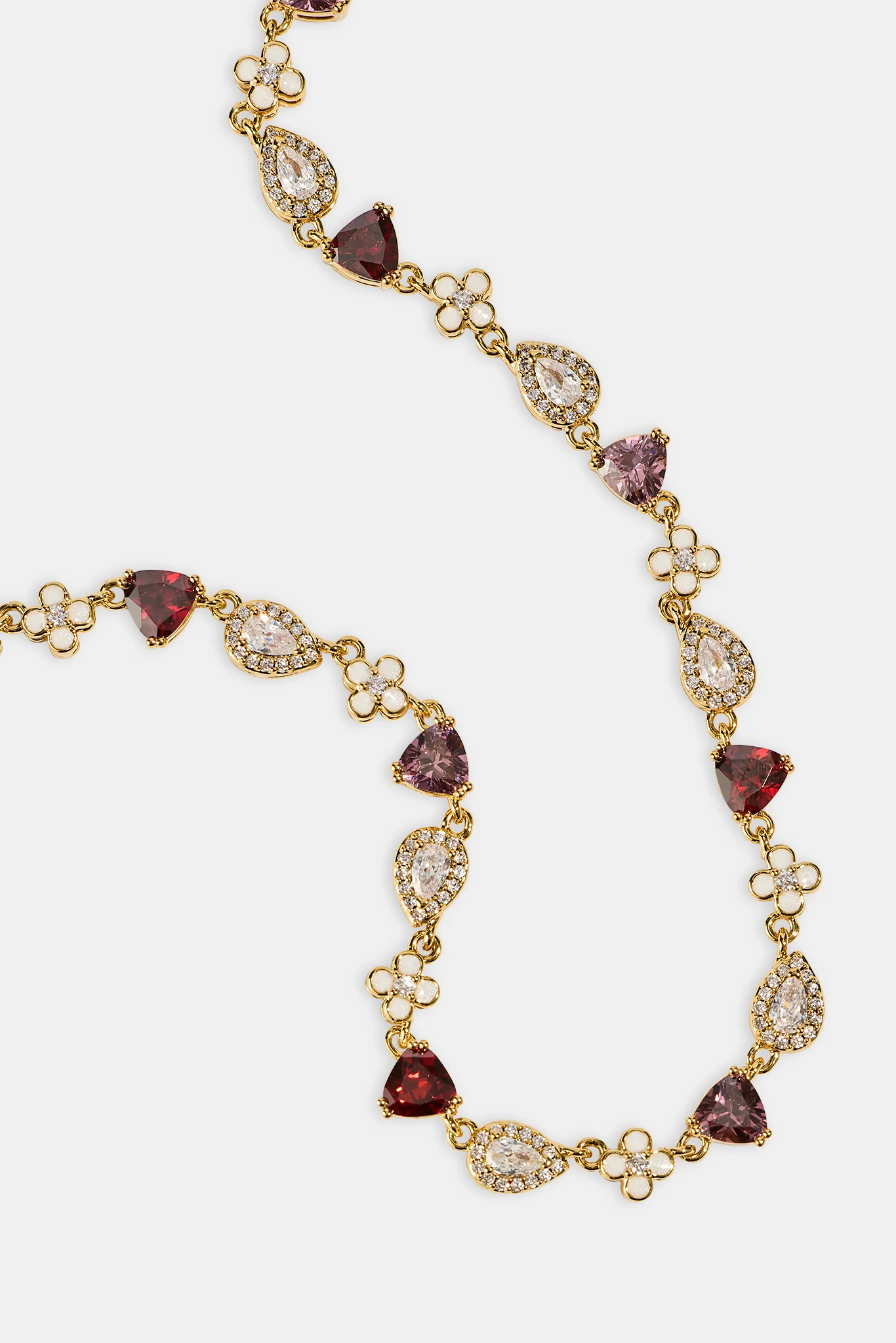 Iced Motif Pink Multi Gemstone Chain - 6mm - Image 3