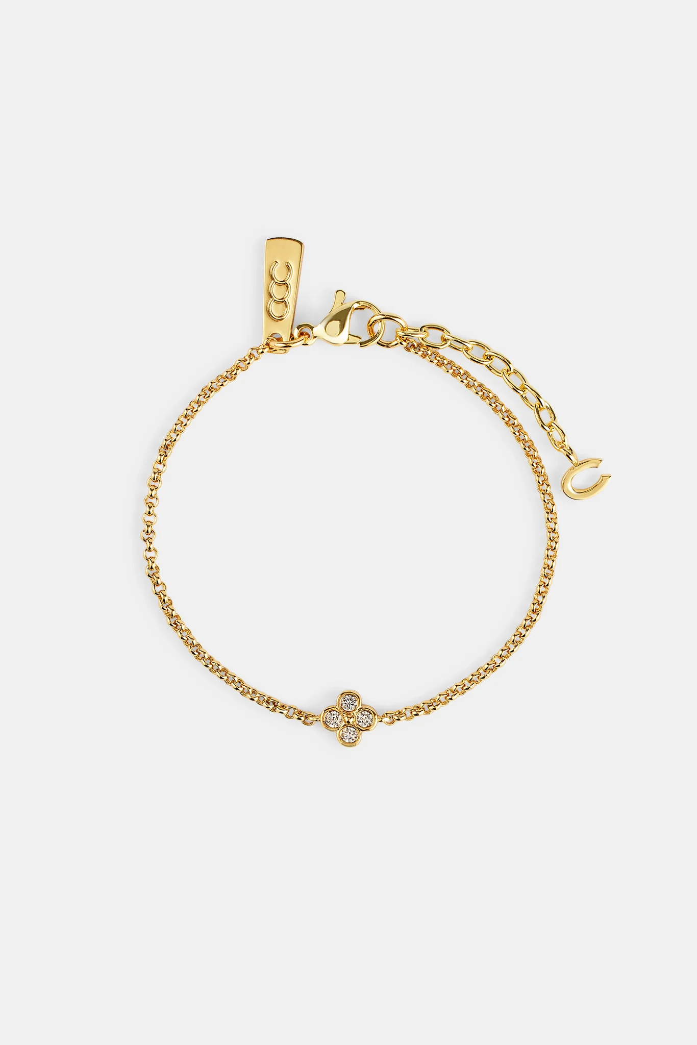 Iced Motif Rolo Bracelet - 6mm - Gold - Image 3