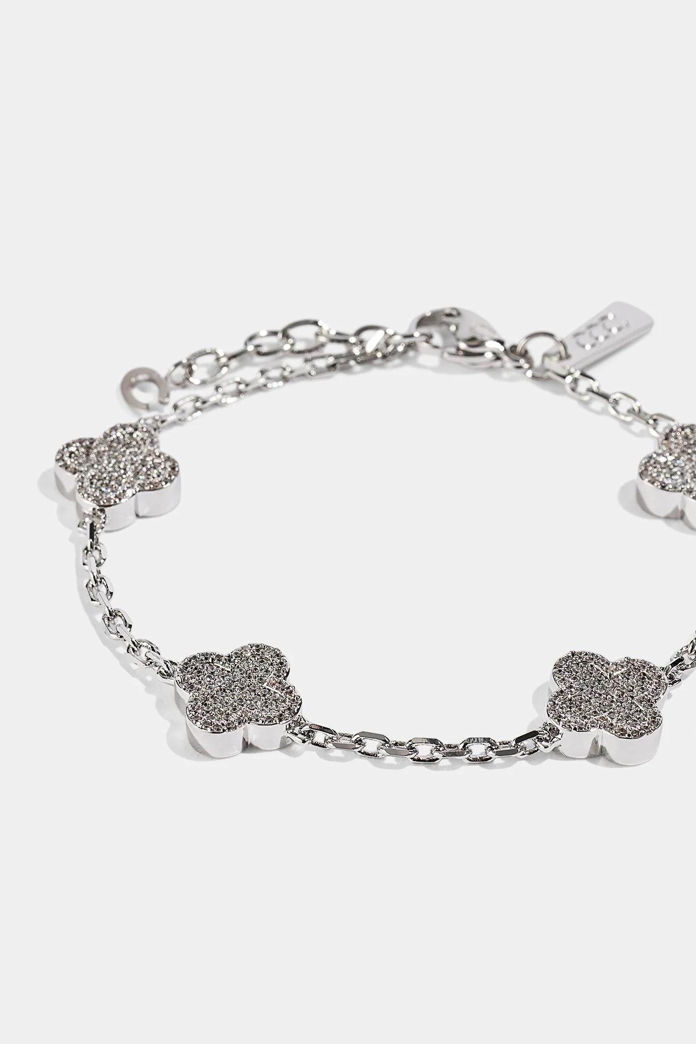 Iced Motif Rolo Link Bracelet - 12mm - White - Image 3