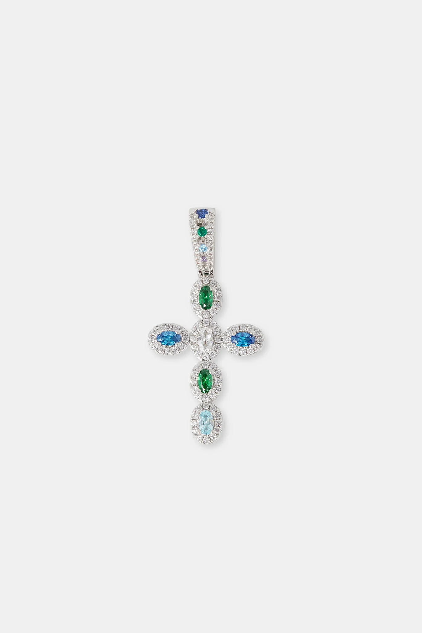 Iced Multi Colour Stone Cross Pendant & 5mm Tennis Chain - Image 2