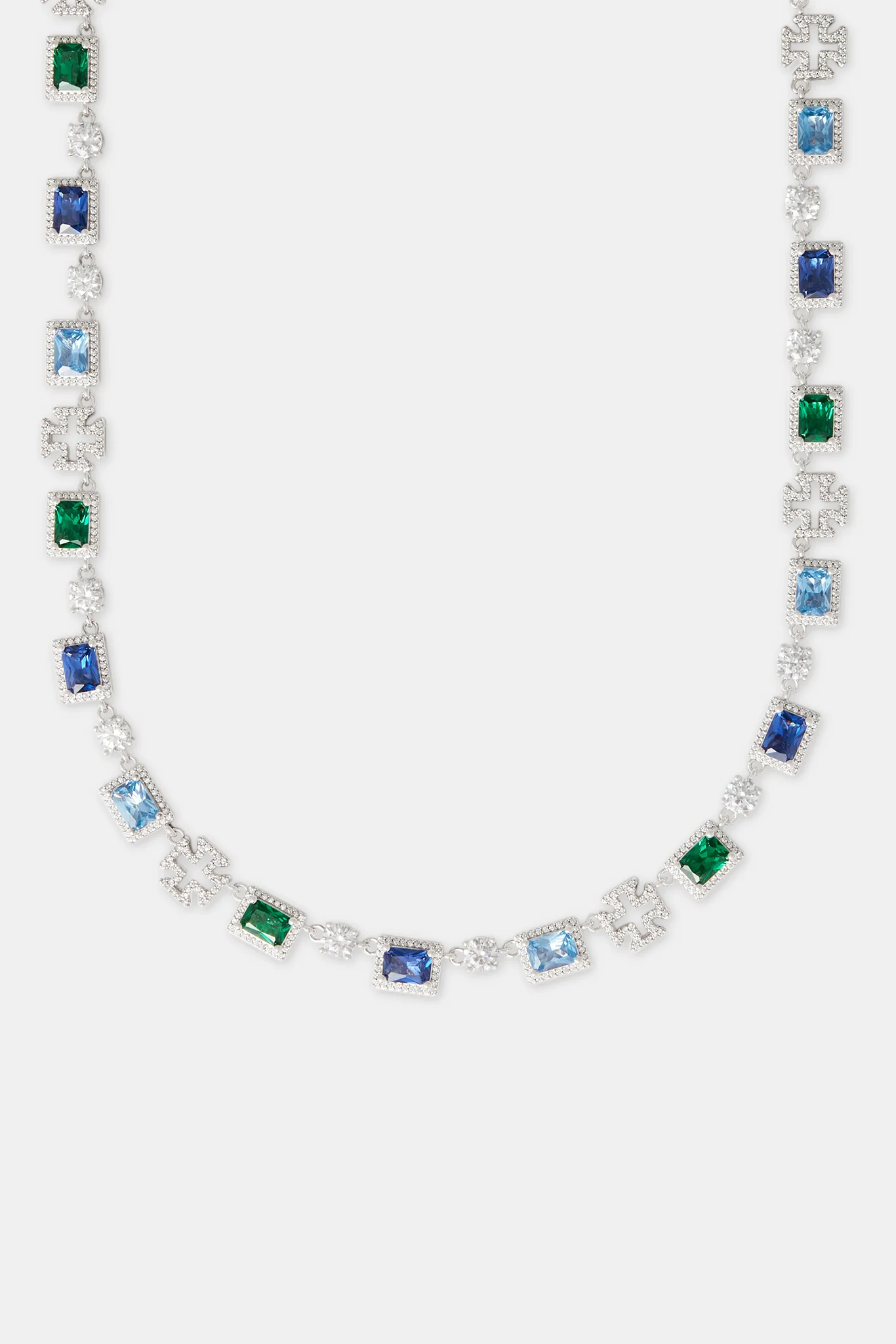 Iced Multi Gemstone Cross Motif Chain - 8mm - Image 2