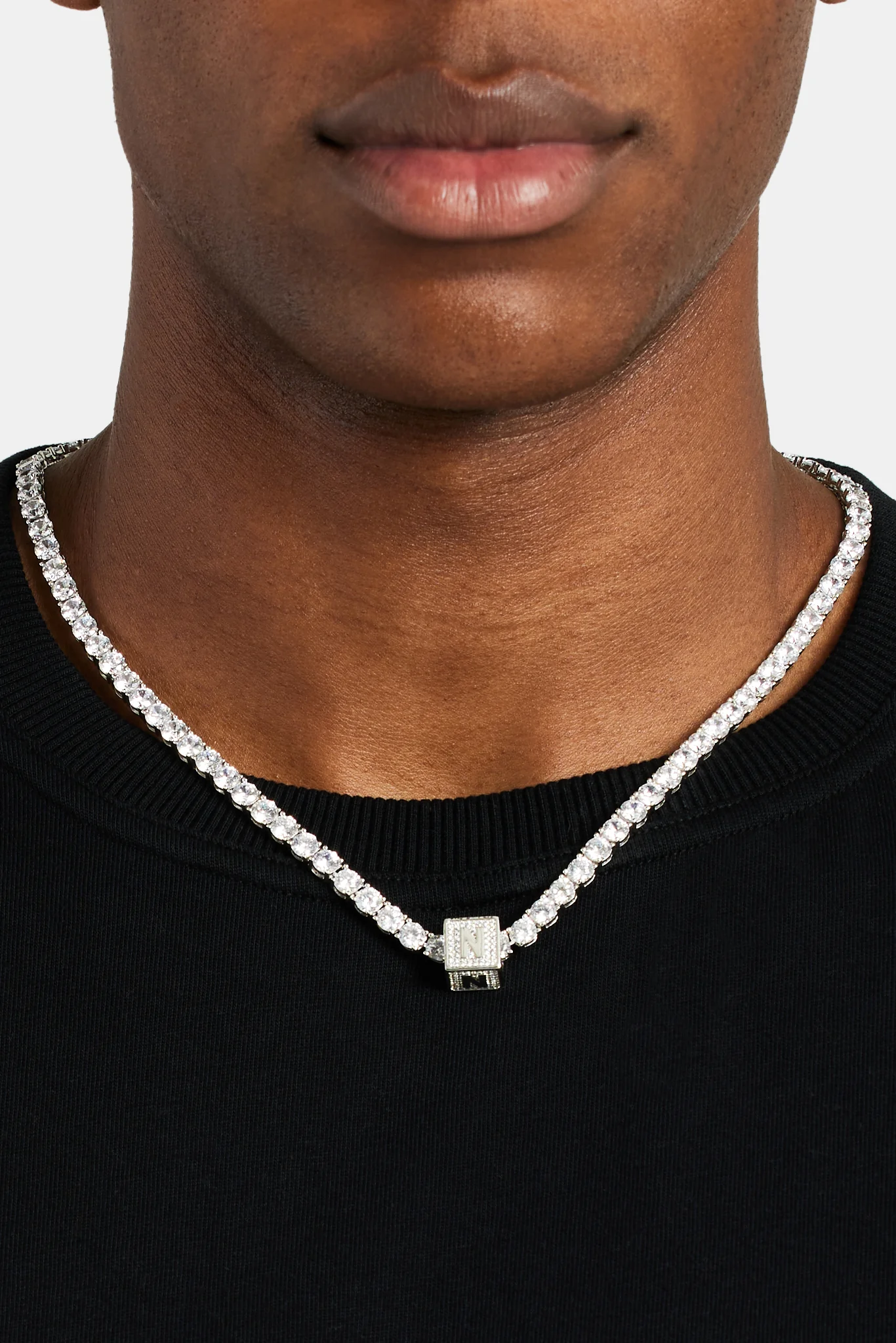 Iced N Letter Block Pendant - Image 4