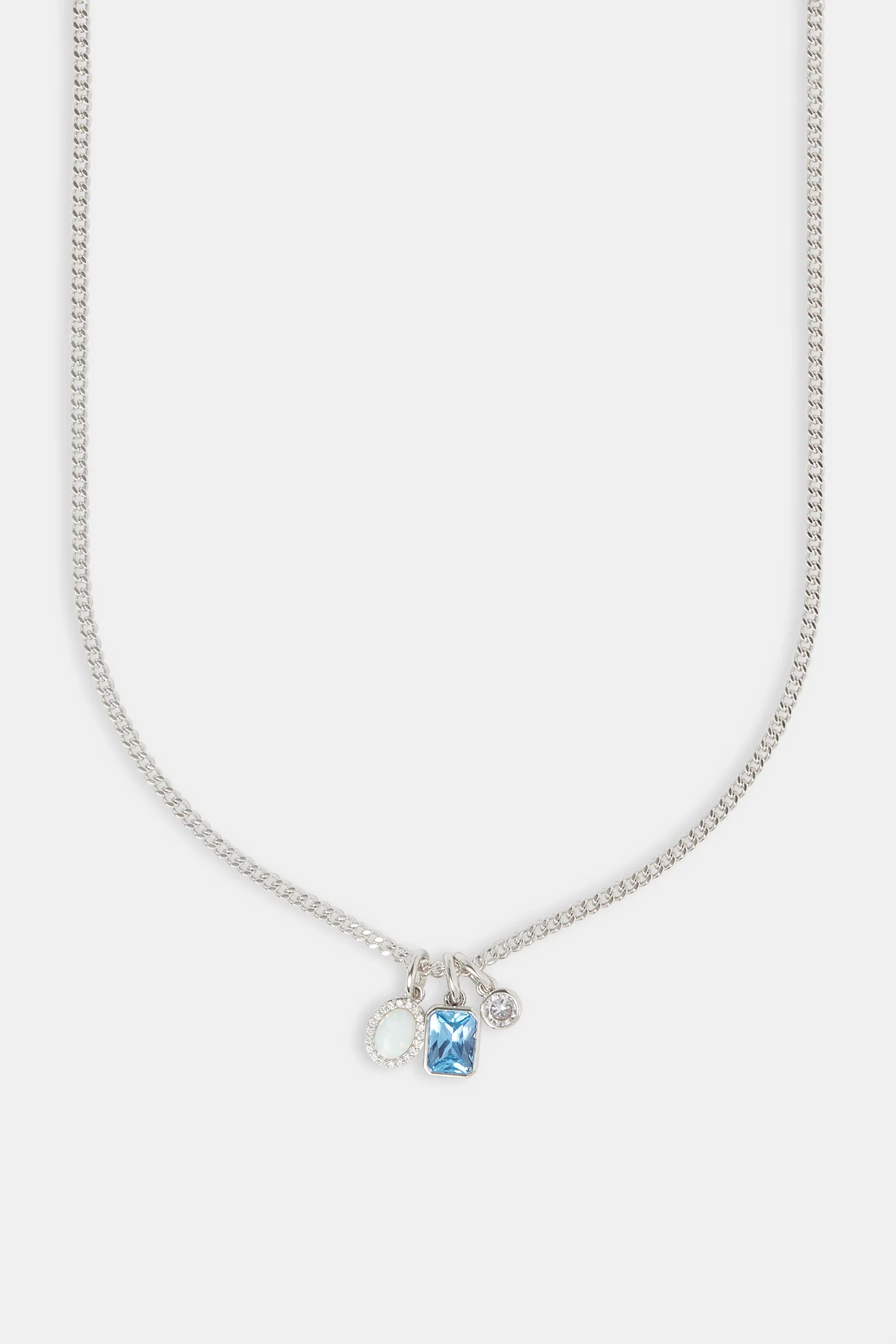 Iced Opal & Clear Gemstone Layered Necklace - 15mm - Image 2