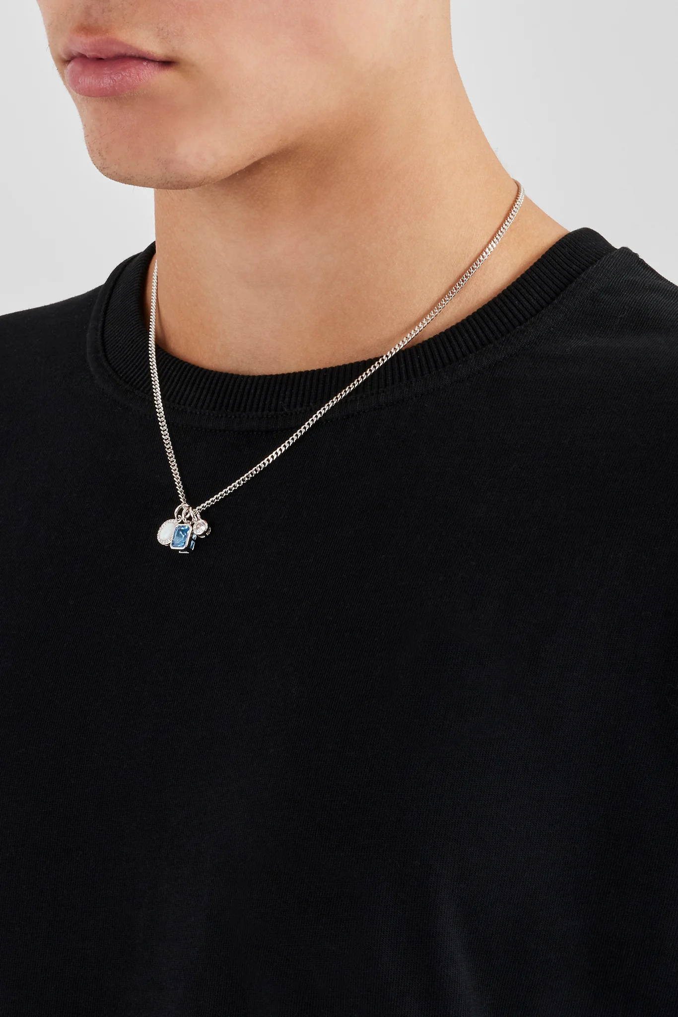 Iced Opal & Clear Gemstone Layered Necklace - 15mm - Image 3