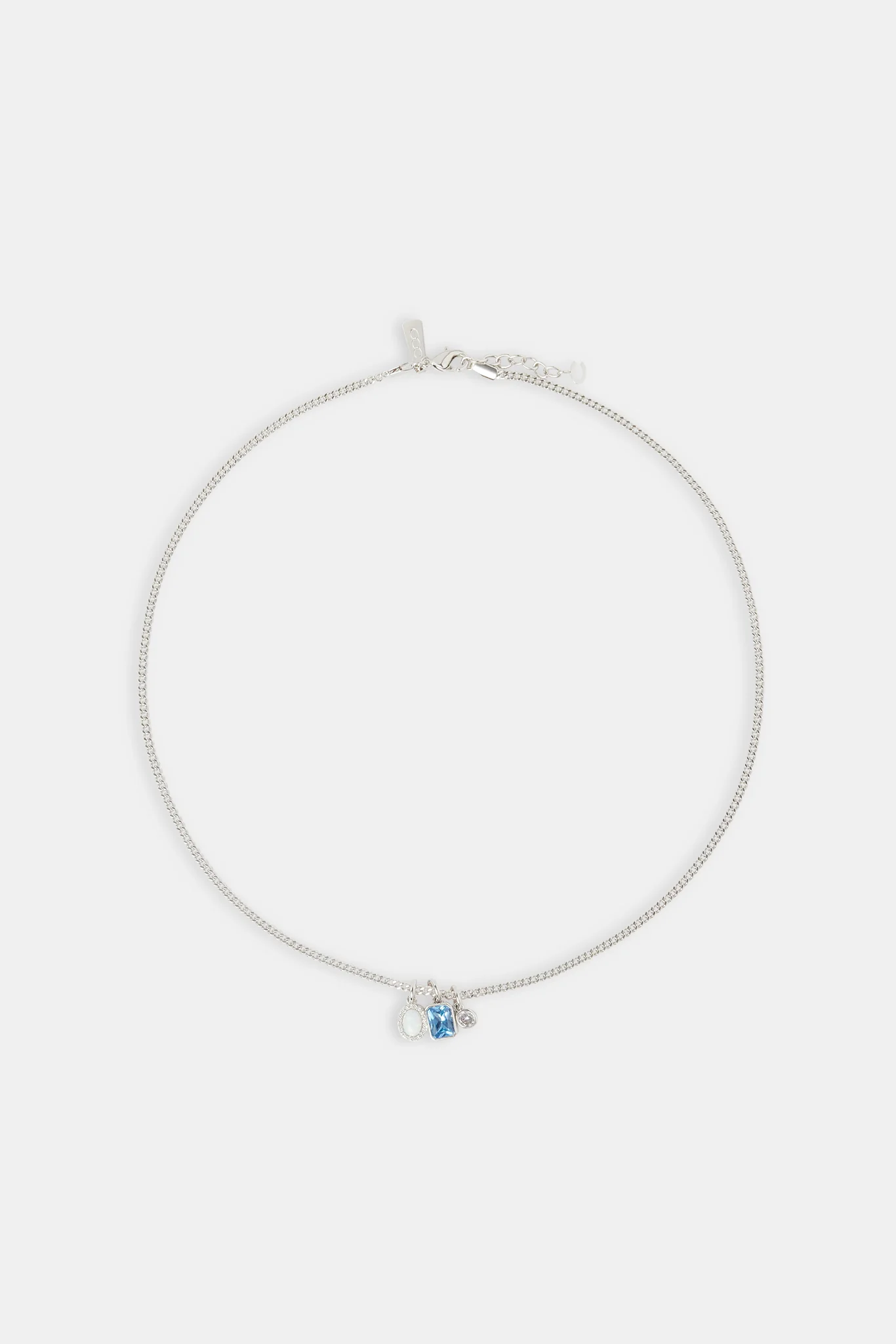 Iced Opal & Clear Gemstone Layered Necklace - 15mm - Image 4
