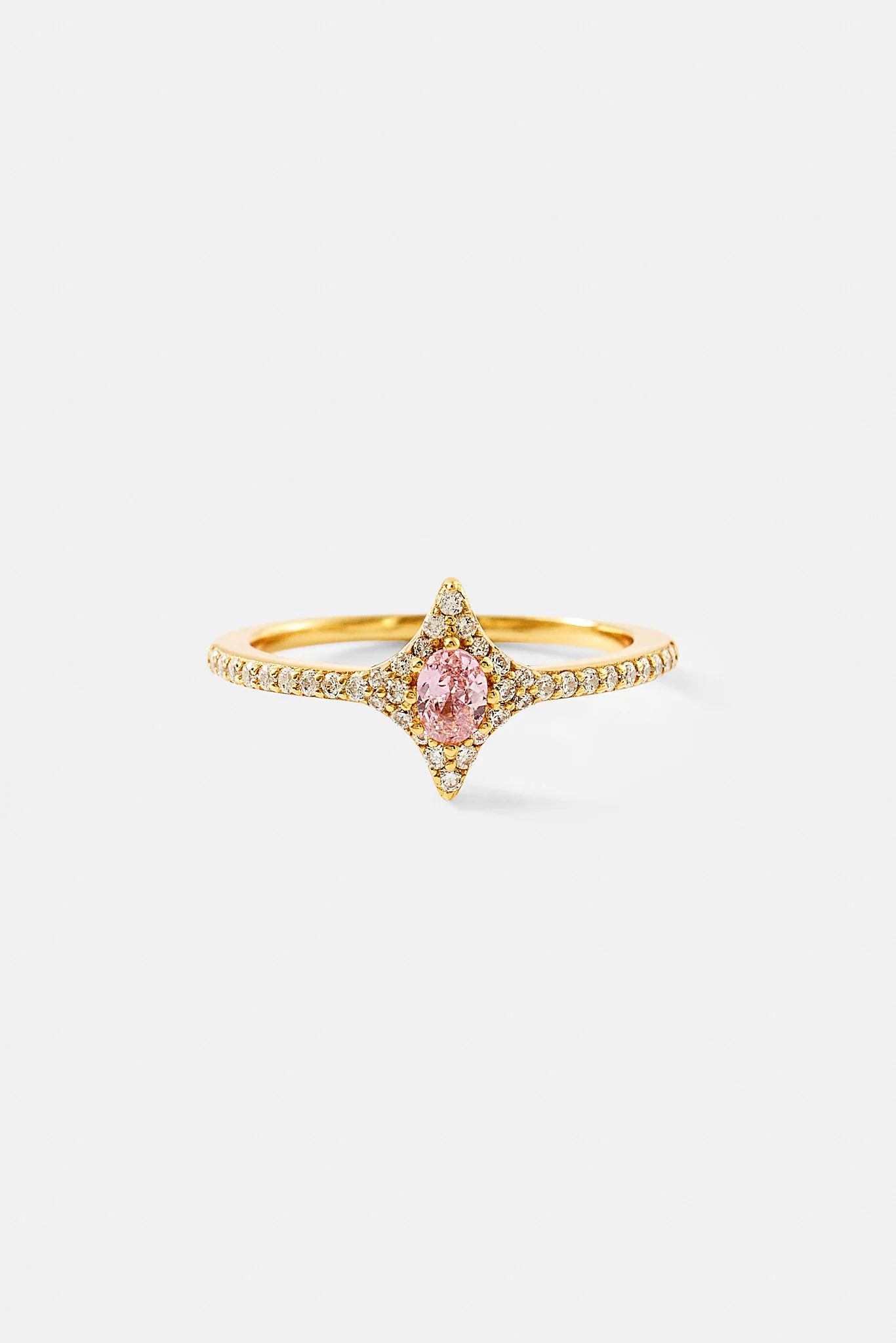 Iced Oval Pink Cz Star Ring - 10mm - Image 3