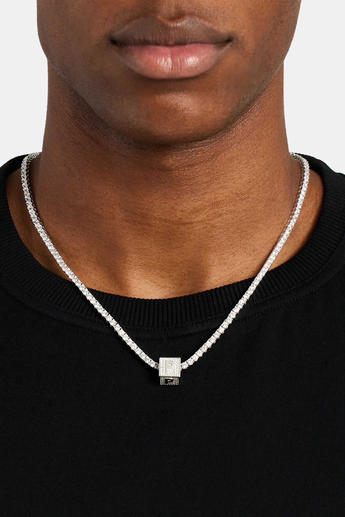 Iced P Letter Block Pendant - Image 3