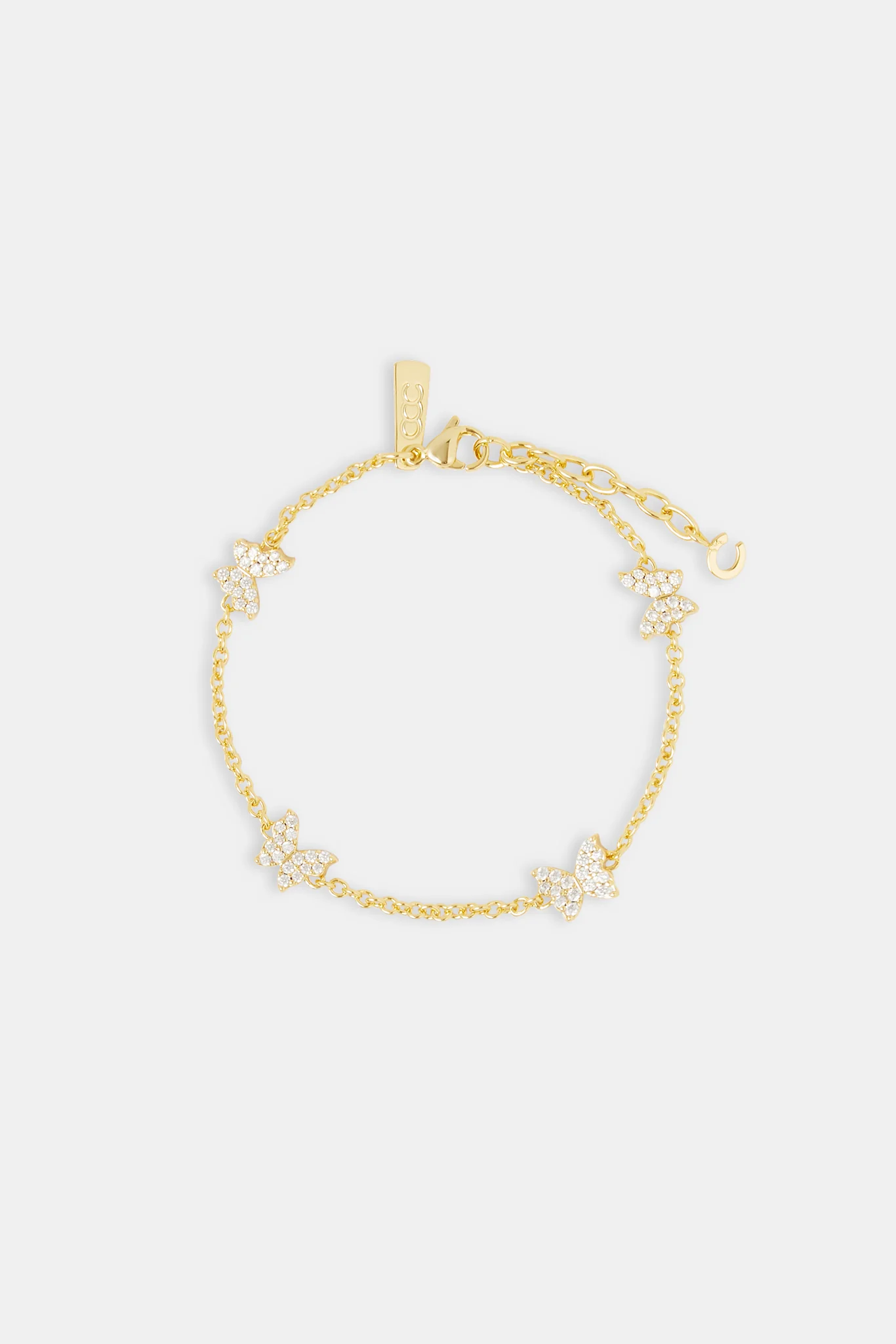 Iced Pave Butterfly Bracelet - 8mm - Gold - Image 2