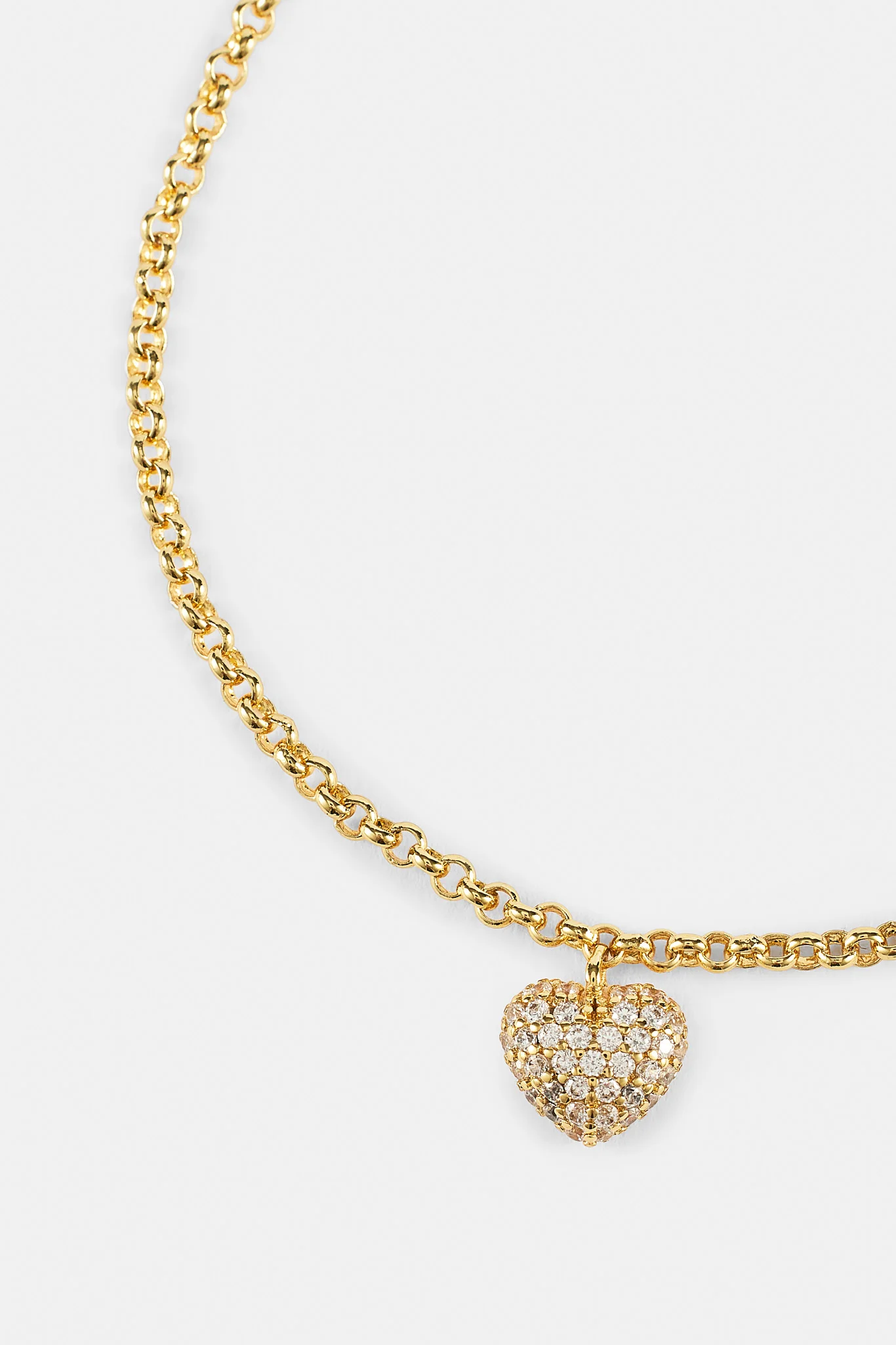 Iced Pave Heart Micro Bracelet - 6mm - Gold - Image 2