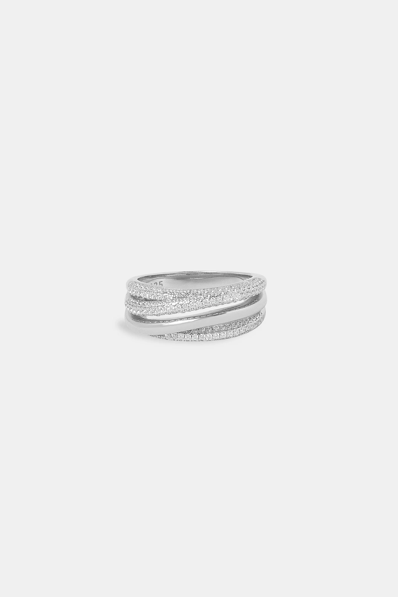 Iced Pave Layered Polished Ring - 8mm - White - Image 4
