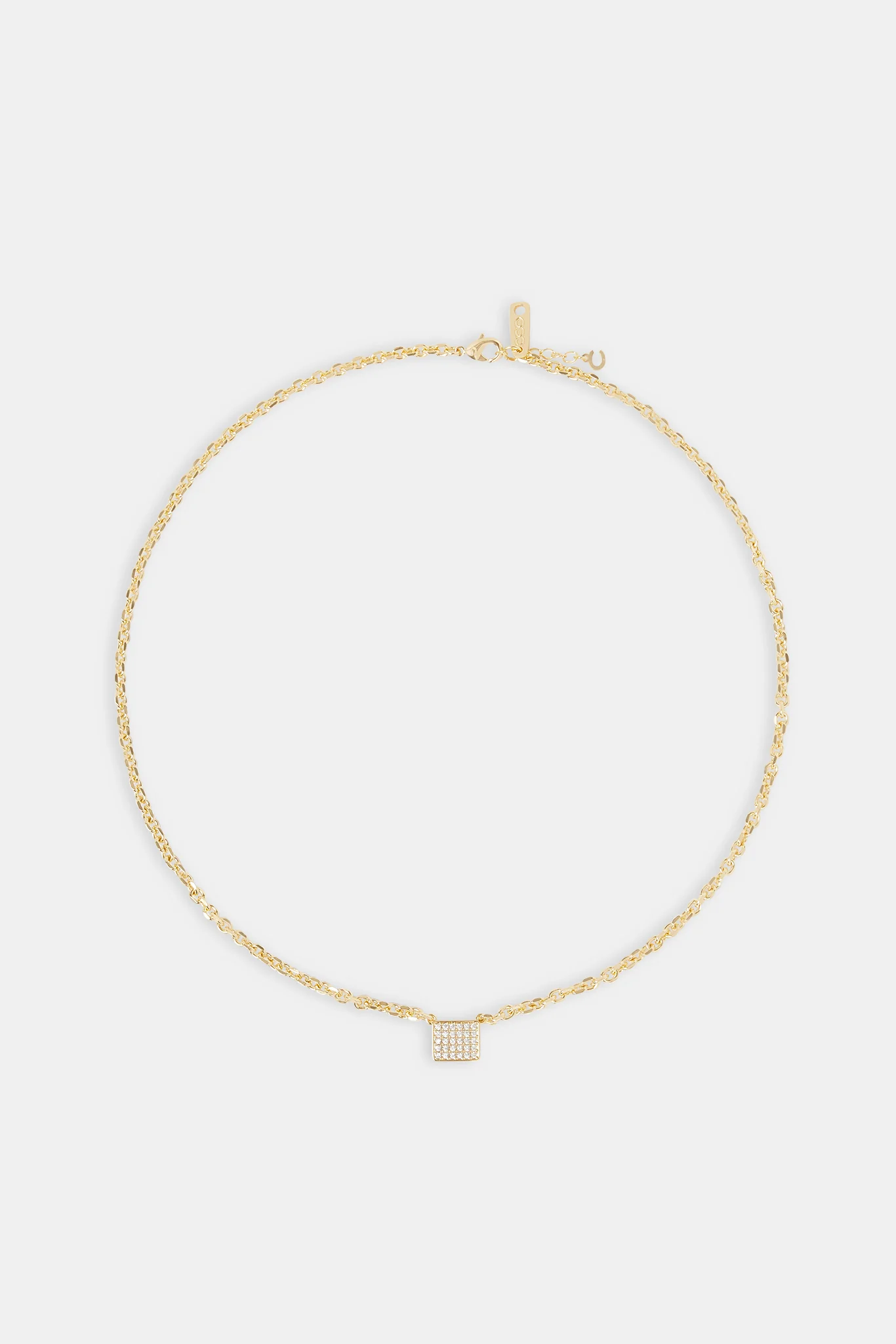 Iced Pave Rectangular Pendant Necklace - 10mm - Gold - Image 4