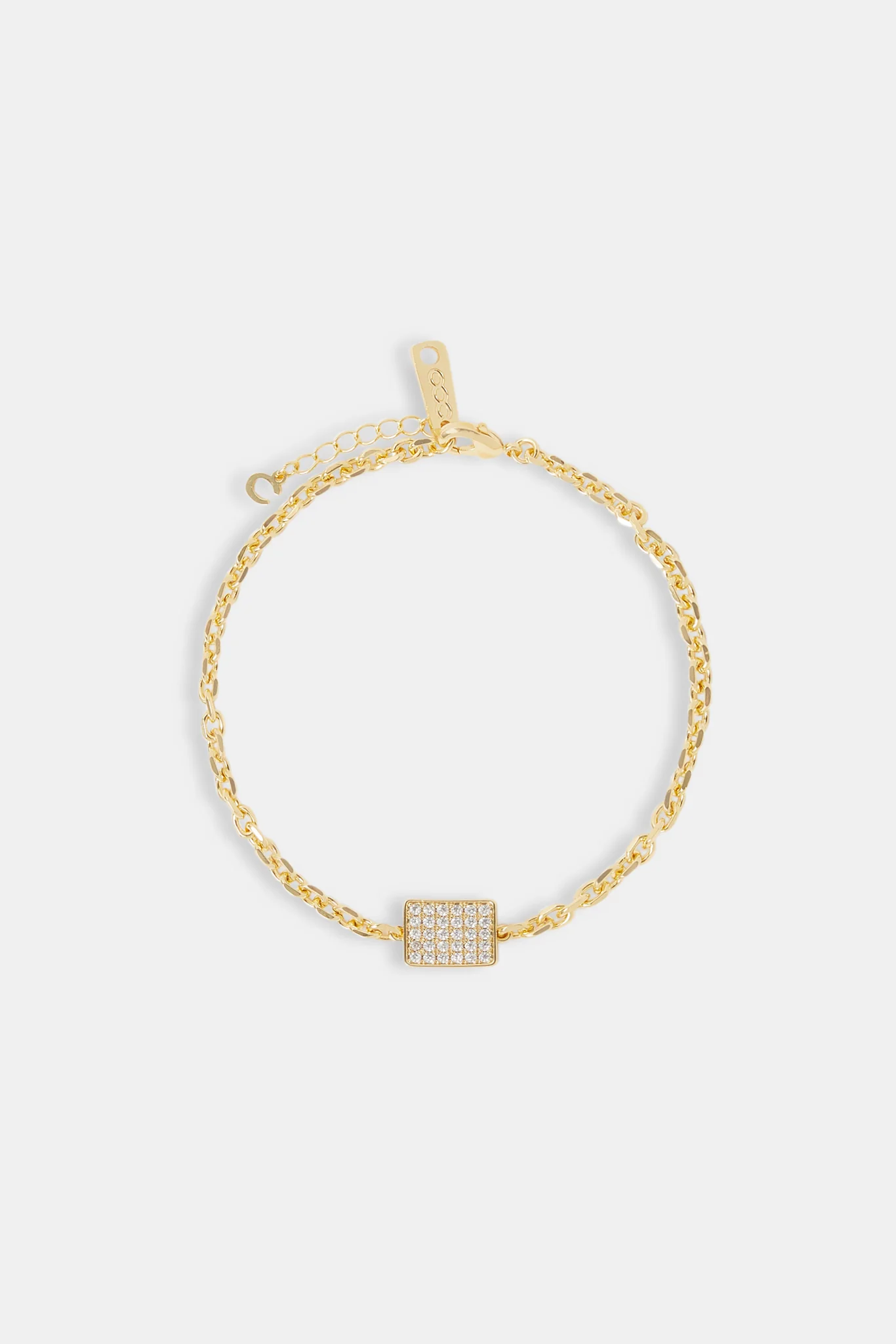 Iced Pave Rectangular Rolo Bracelet - 10mm - Gold - Image 2