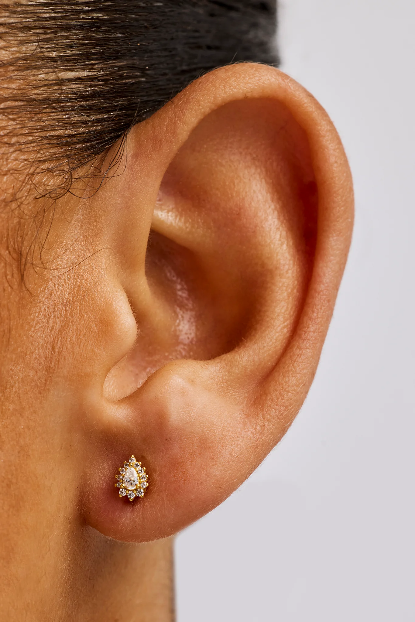 Iced Pear Cluster Stud Earrings - 6mm - Gold - Image 2