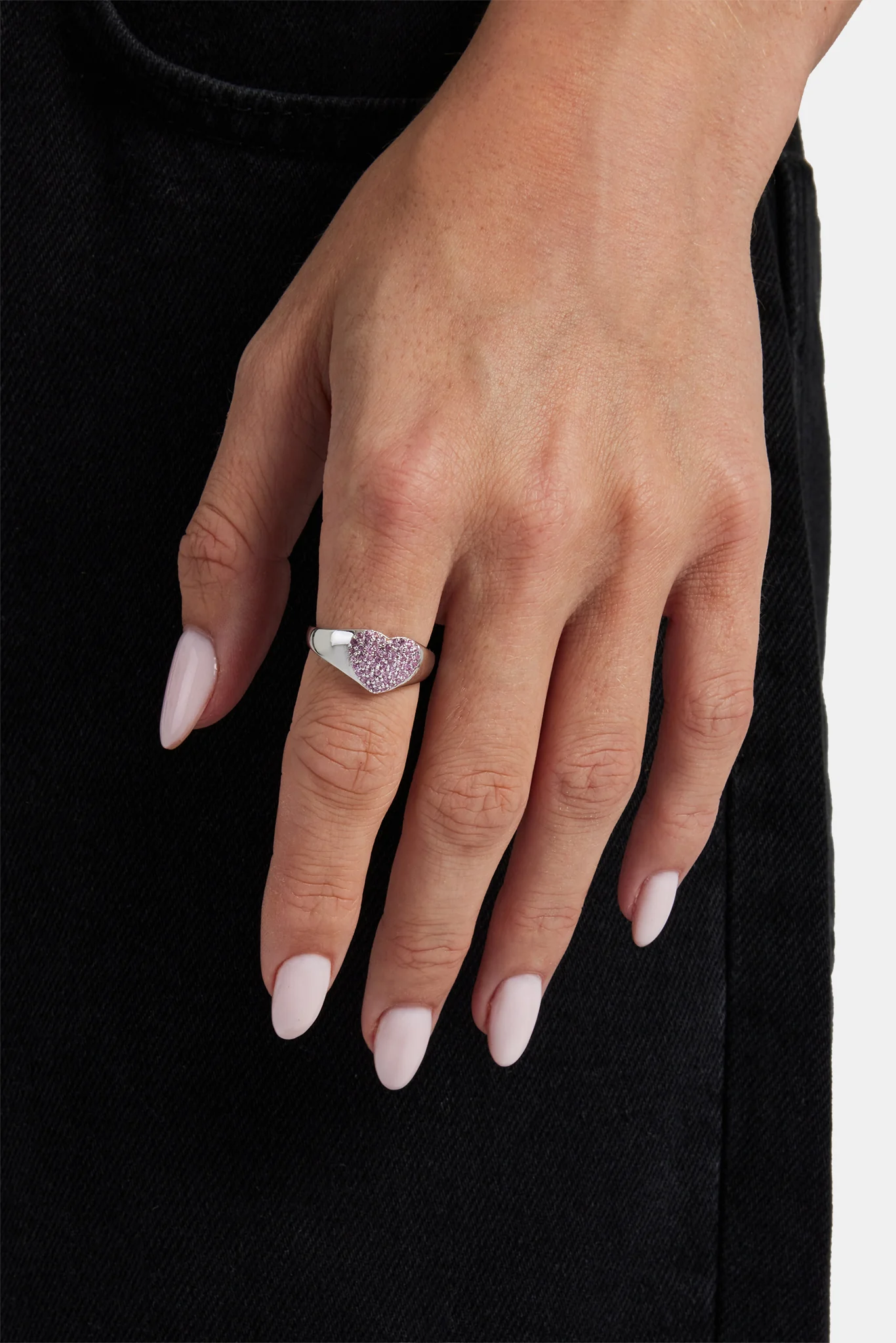 Iced Pink  Heart Ring - 10mm - Image 2