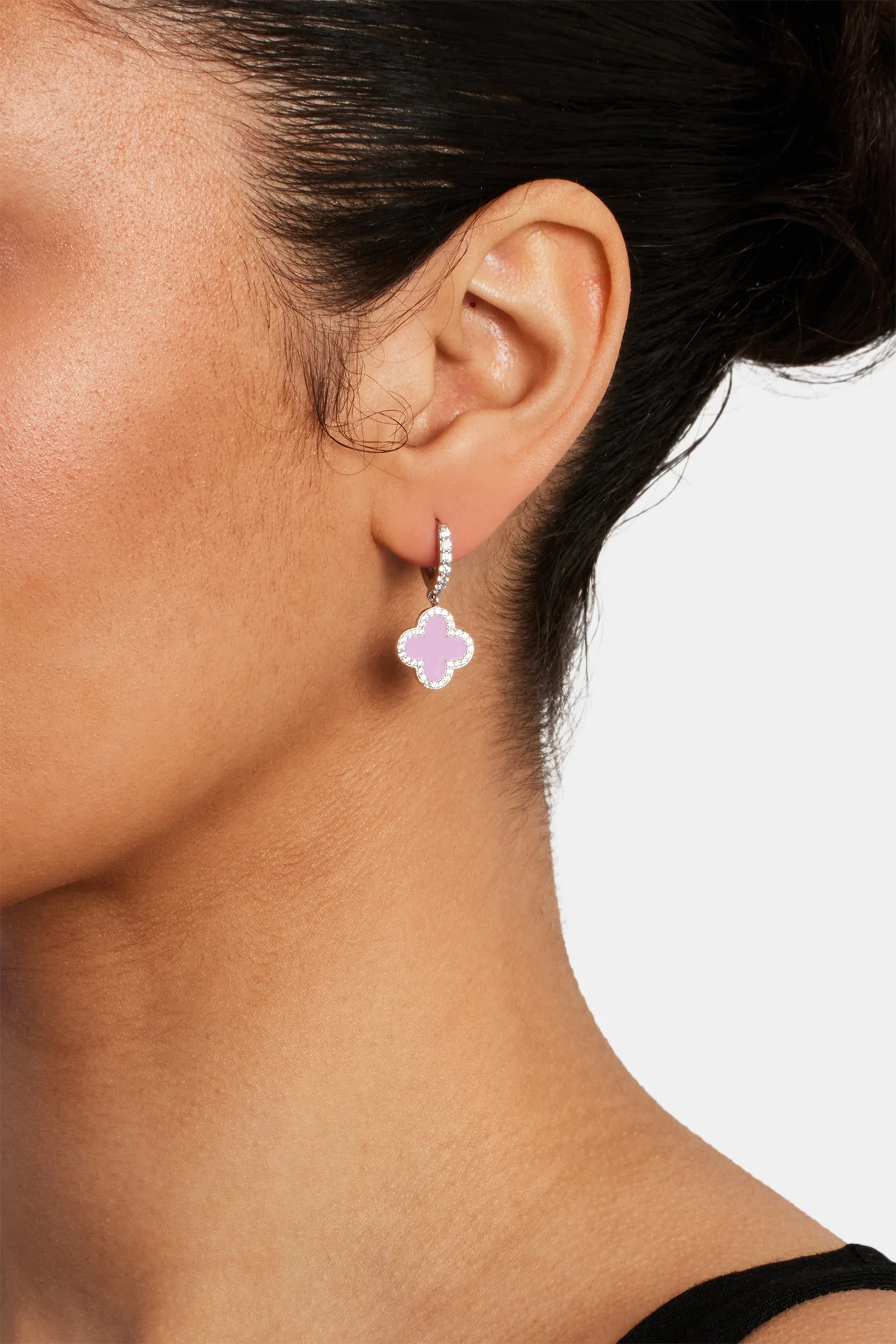 Iced Pink Motif Drop Earrings - Image 2