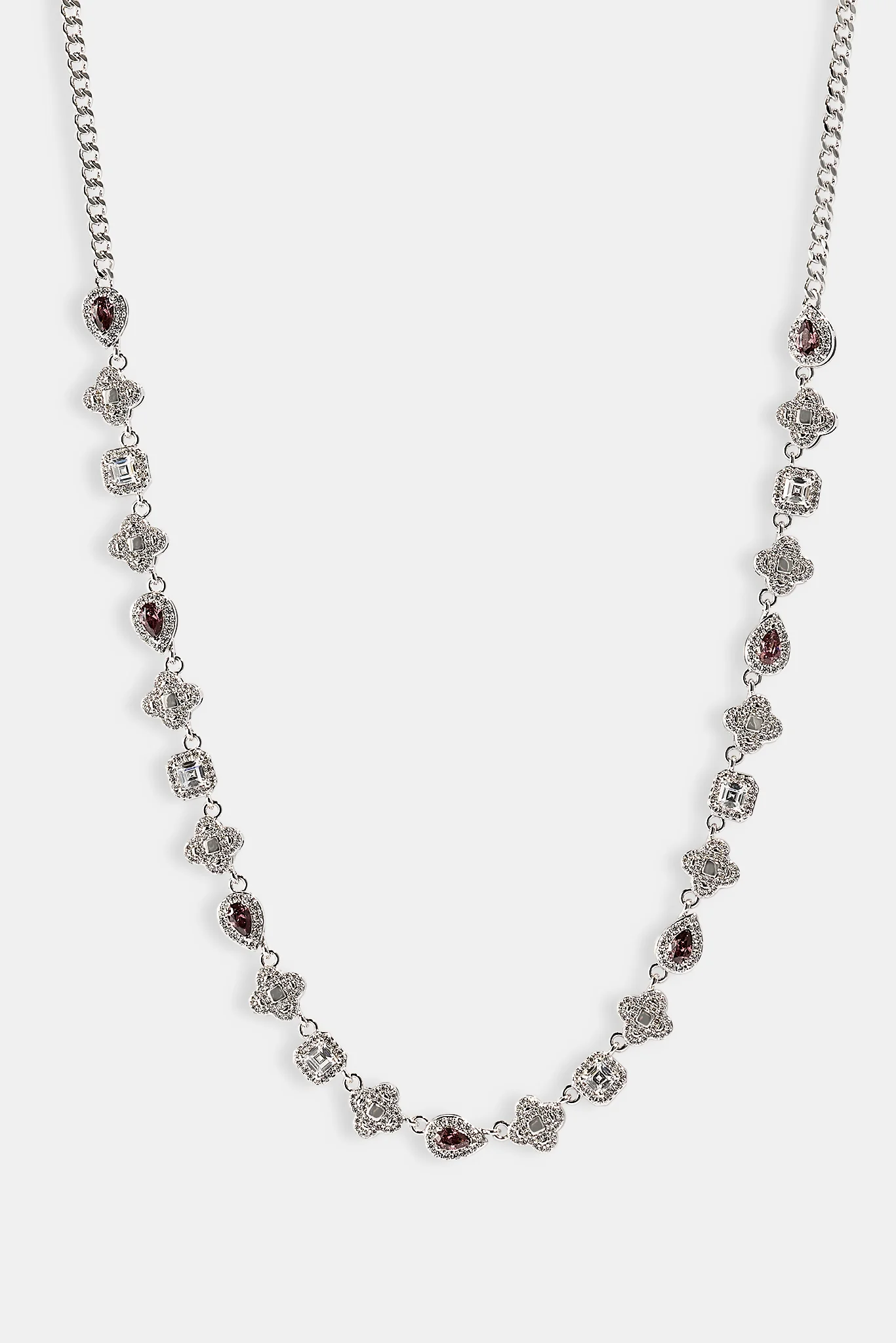 Iced Pink Multi Gemstone Cuban Chain - 3mm