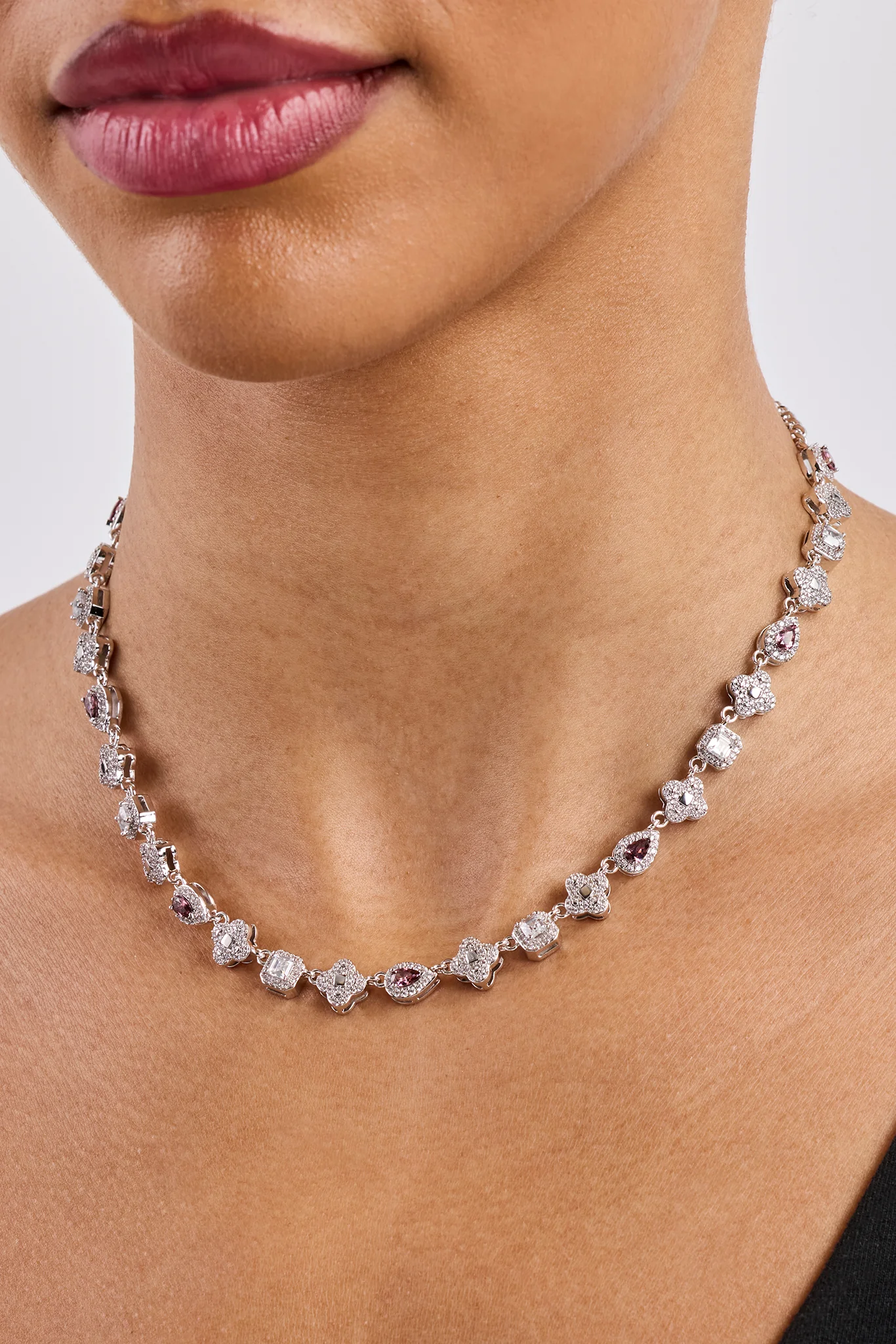 Iced Pink Multi Gemstone Cuban Chain - 3mm - Image 2