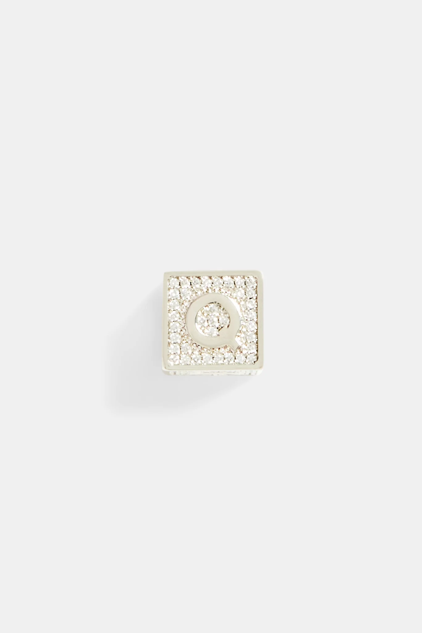 Iced Q Letter Block Pendant - Image 2