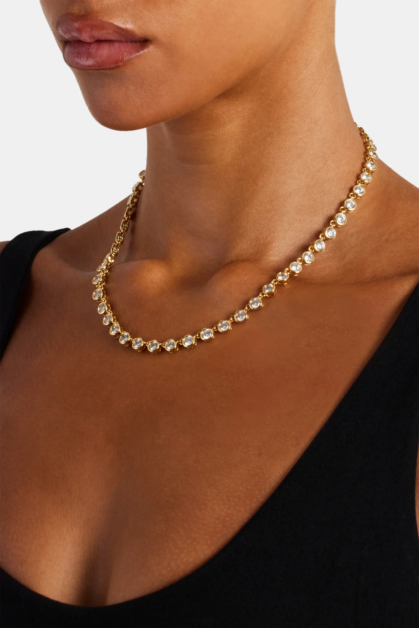 Iced Round Stone Chain - 6mm - Gold - Image 3