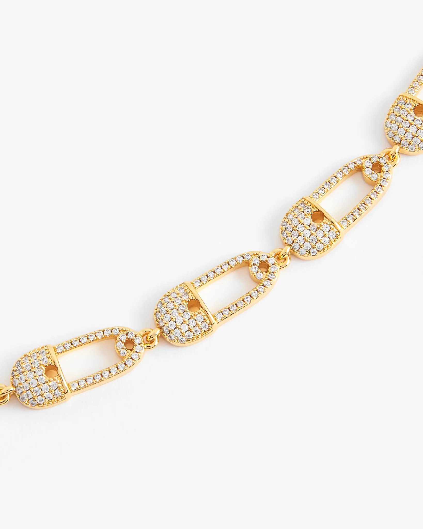 Iced Safety Pin Allway Bracelet - Gold - Image 3