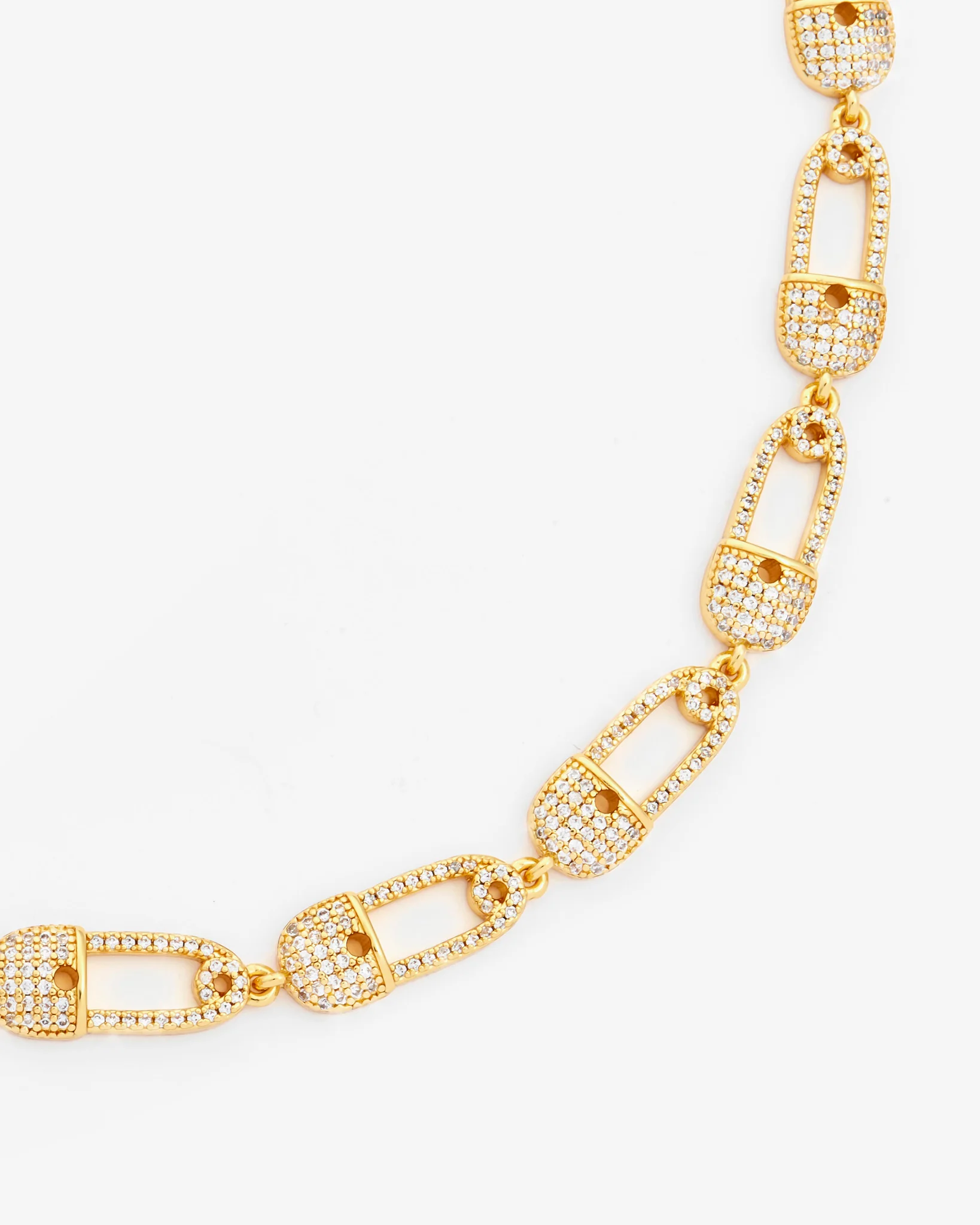 Iced Safety Pin Allway Necklace - Gold - Image 3