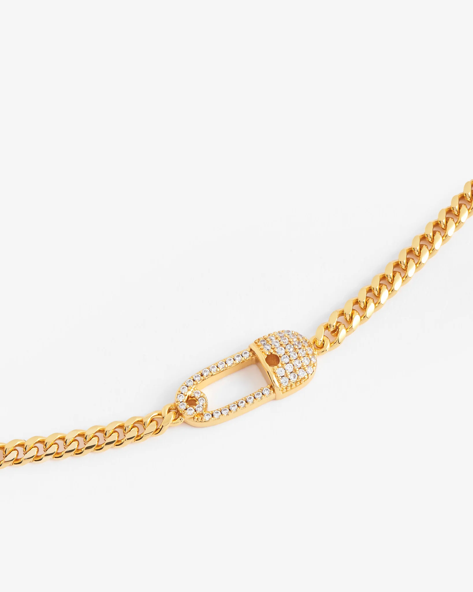 Iced Safety Pin Bracelet - Gold - Image 2