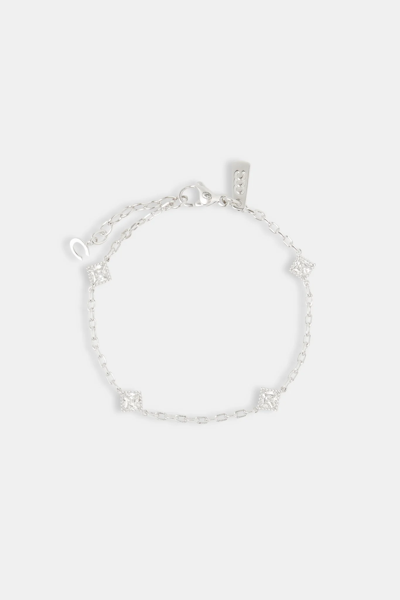 Iced Square Stone Rolo Bracelet - 6mm - Image 2