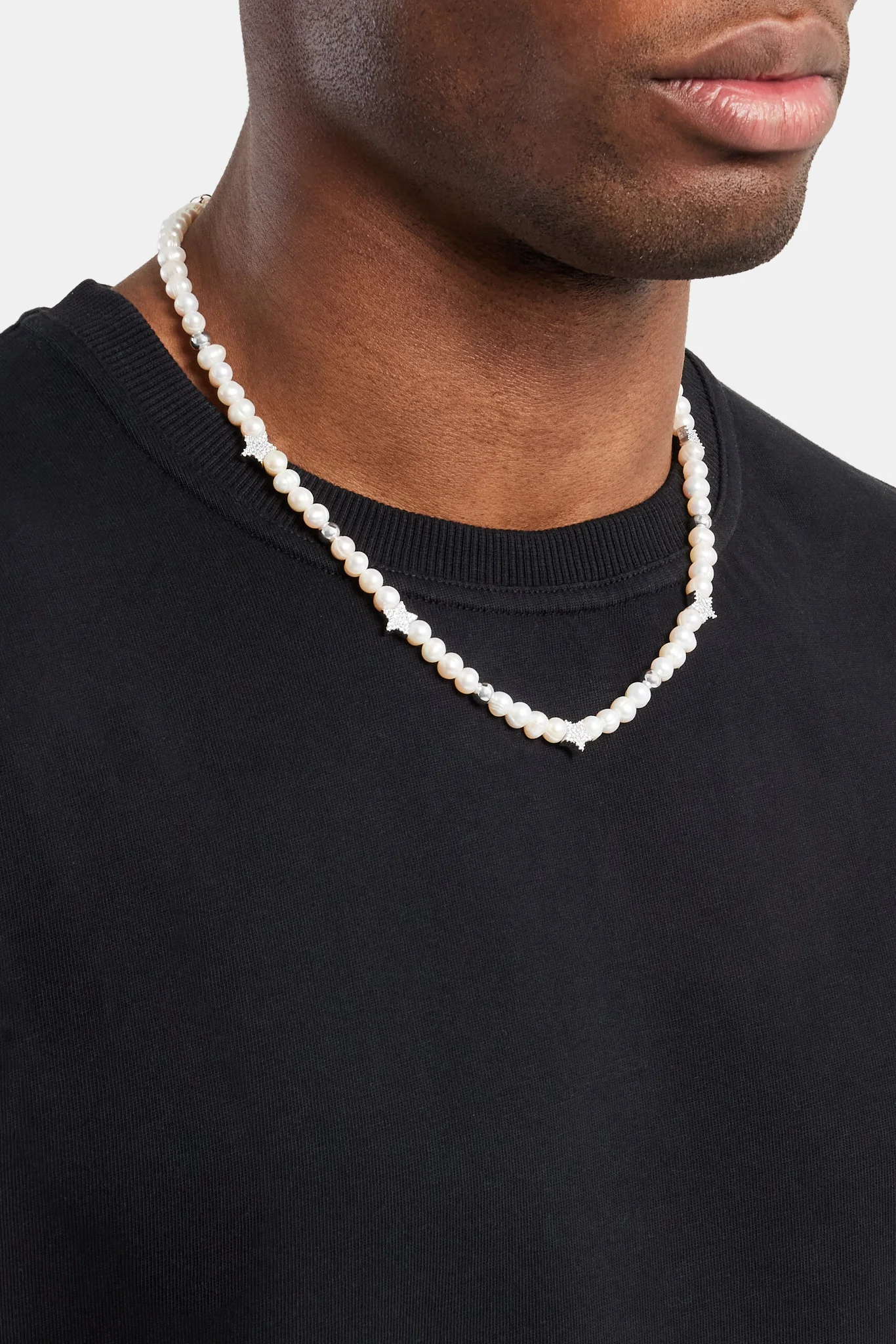 Iced Star Bead Freshwater Pearl Necklace - Image 4