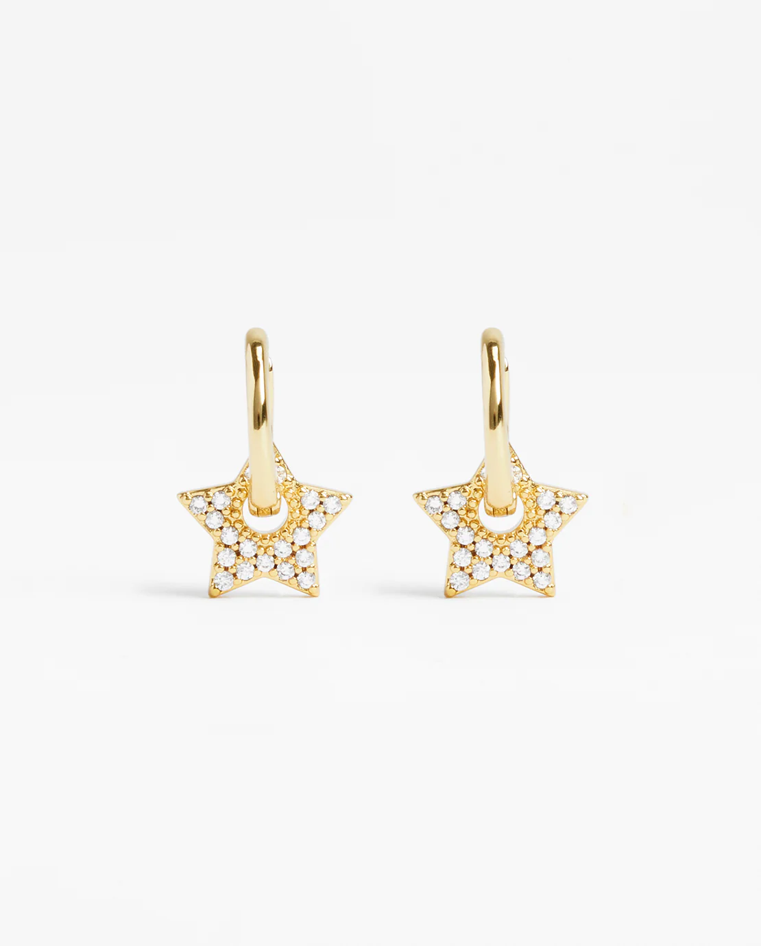 Iced Star Charm Huggie Earrings - Gold